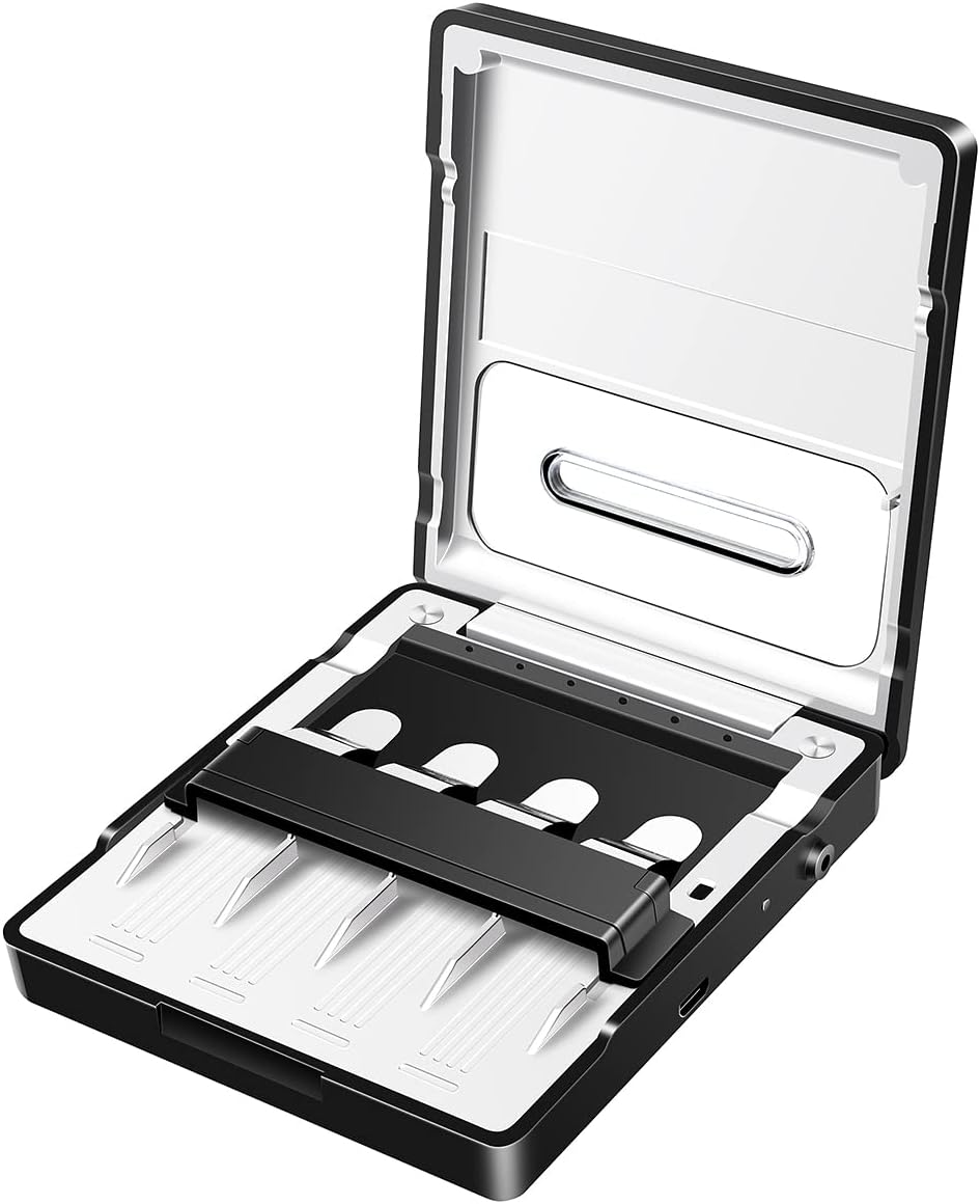 Saxophone and Clarinet Reed Storage Case Multi-Instrument ReedCure Reed Holder With UV-C Light for All and Saxophone Reeds Clean Maintenance Accessories (Black)