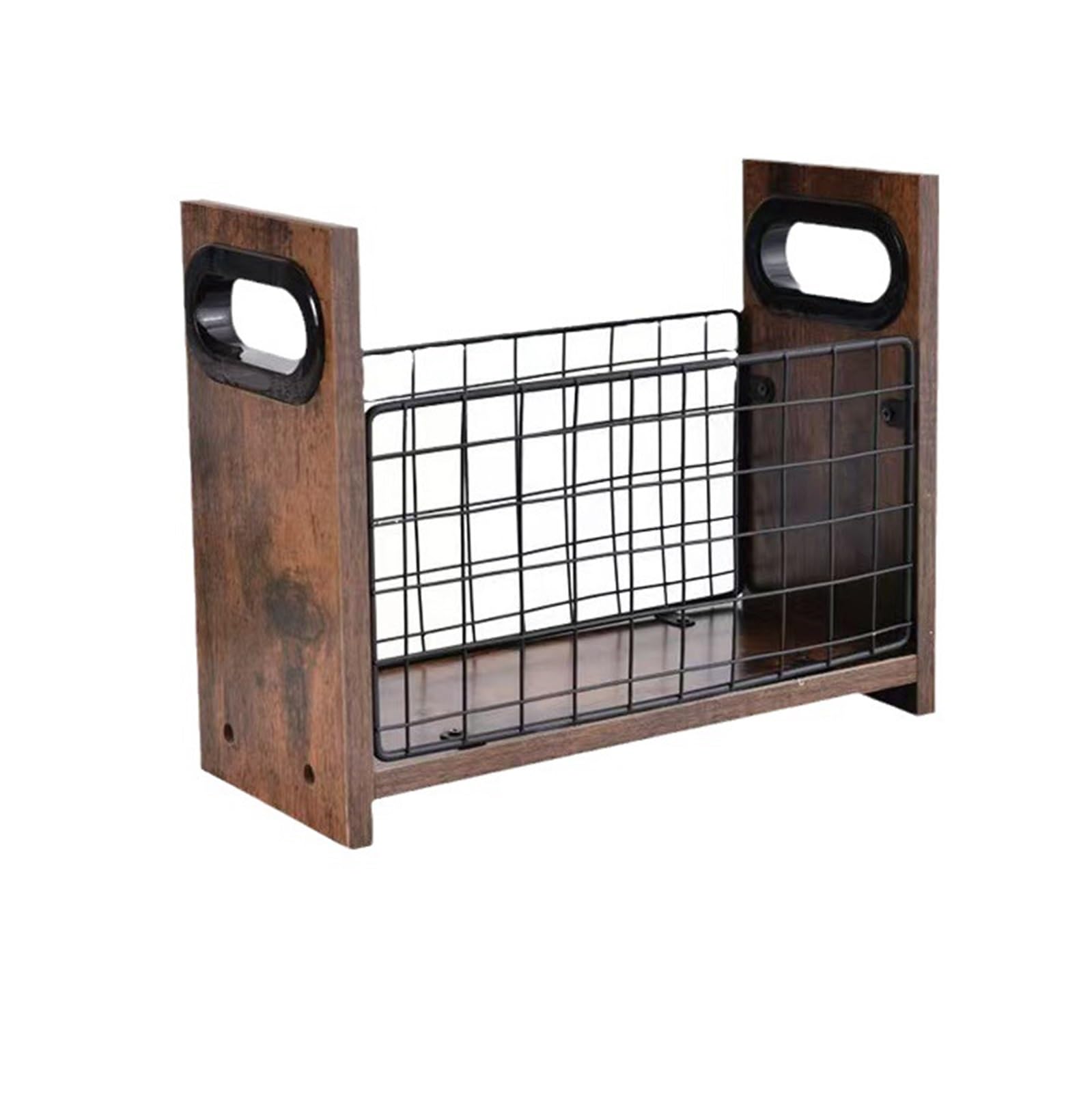Ptasccne Farmhouse Desktop Magazine Holder Retro Rustic Wood Magazine Rack for Office Home Livingroom File Book magazine rack