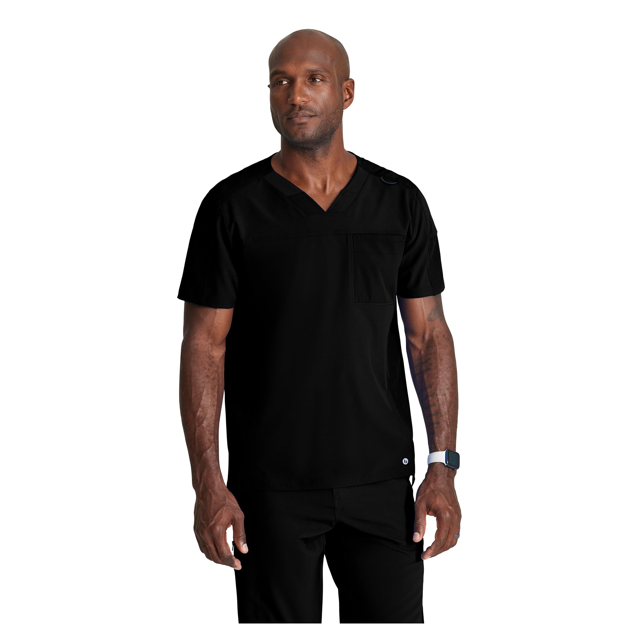 Barco Men's Blue V-Neck Ribbed Scrub Top 5XL