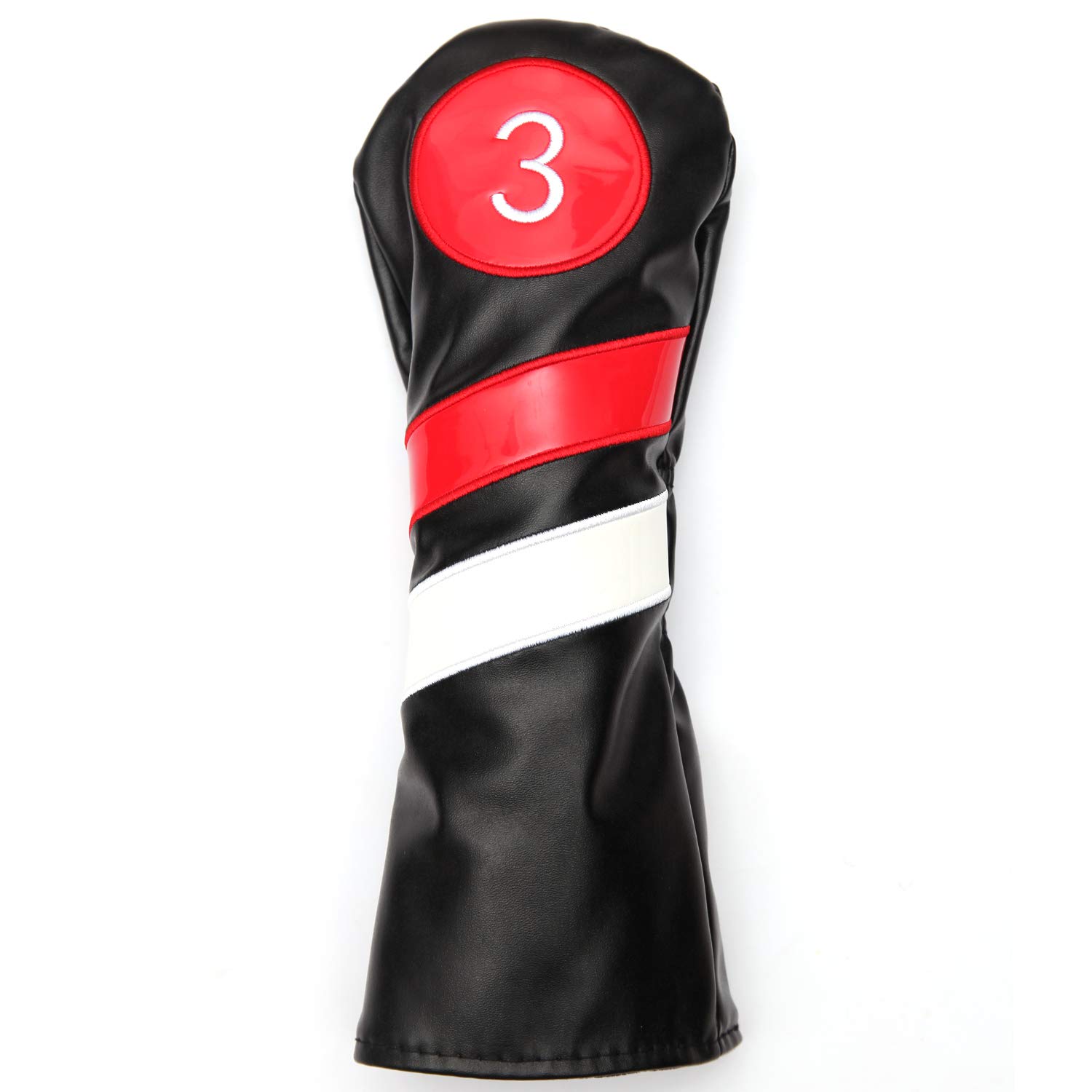 SHABIER Golf Head Covers 3pcs/Set Driver Fairway Wood Headcovers White Red and White Vintage PU Leather 1 3 5 Driver and Fairway Head Covers for Golf Club (Black 3)