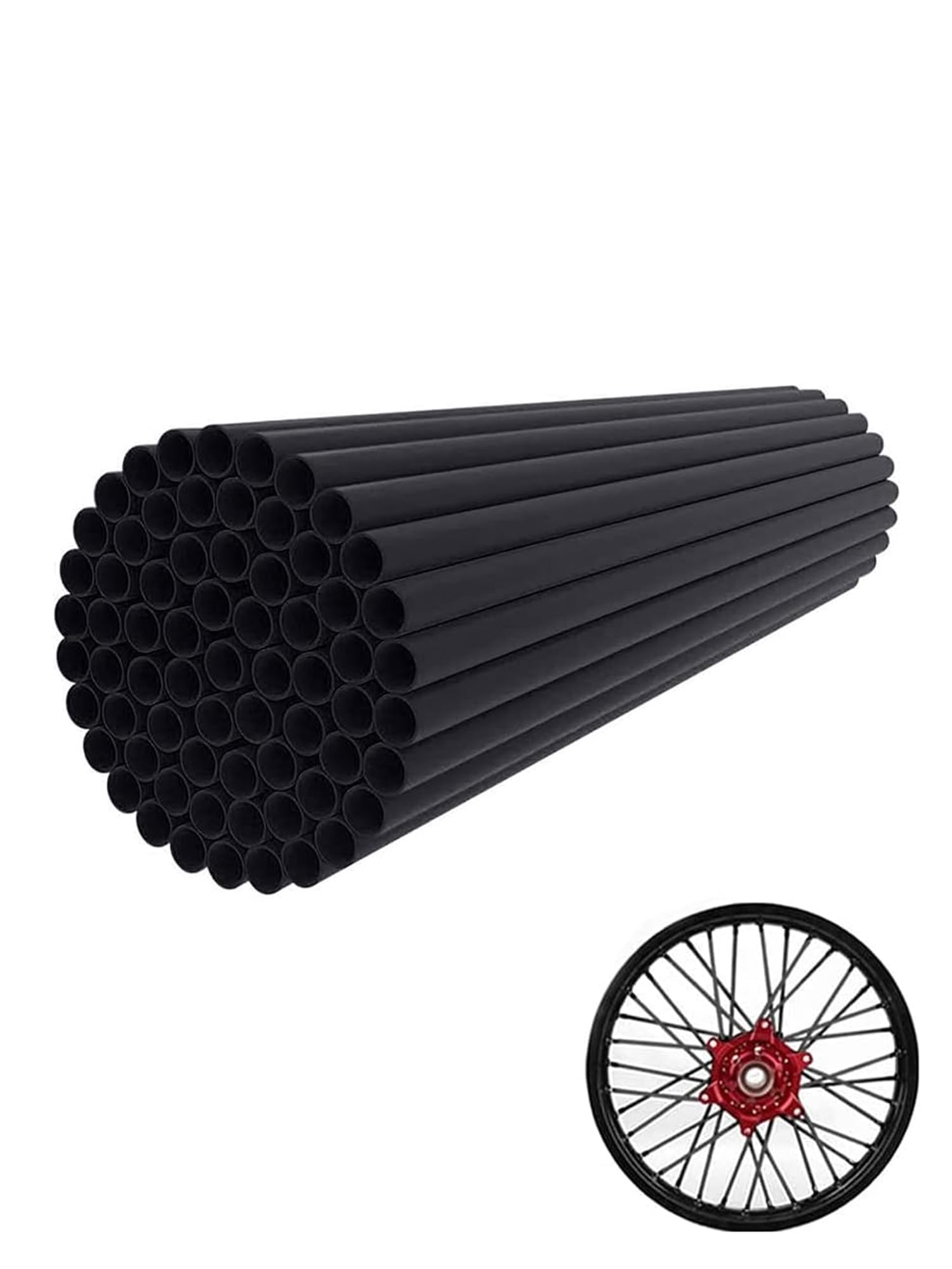 JFG RACING Bike Spoke Covers,Universal 72Pcs Spoke Skins Wheel Wraps for 8"-21" Rims for Ebike E Dirt Pit Bike Motorcycle Bicycle Wheelchair Decoration-Black