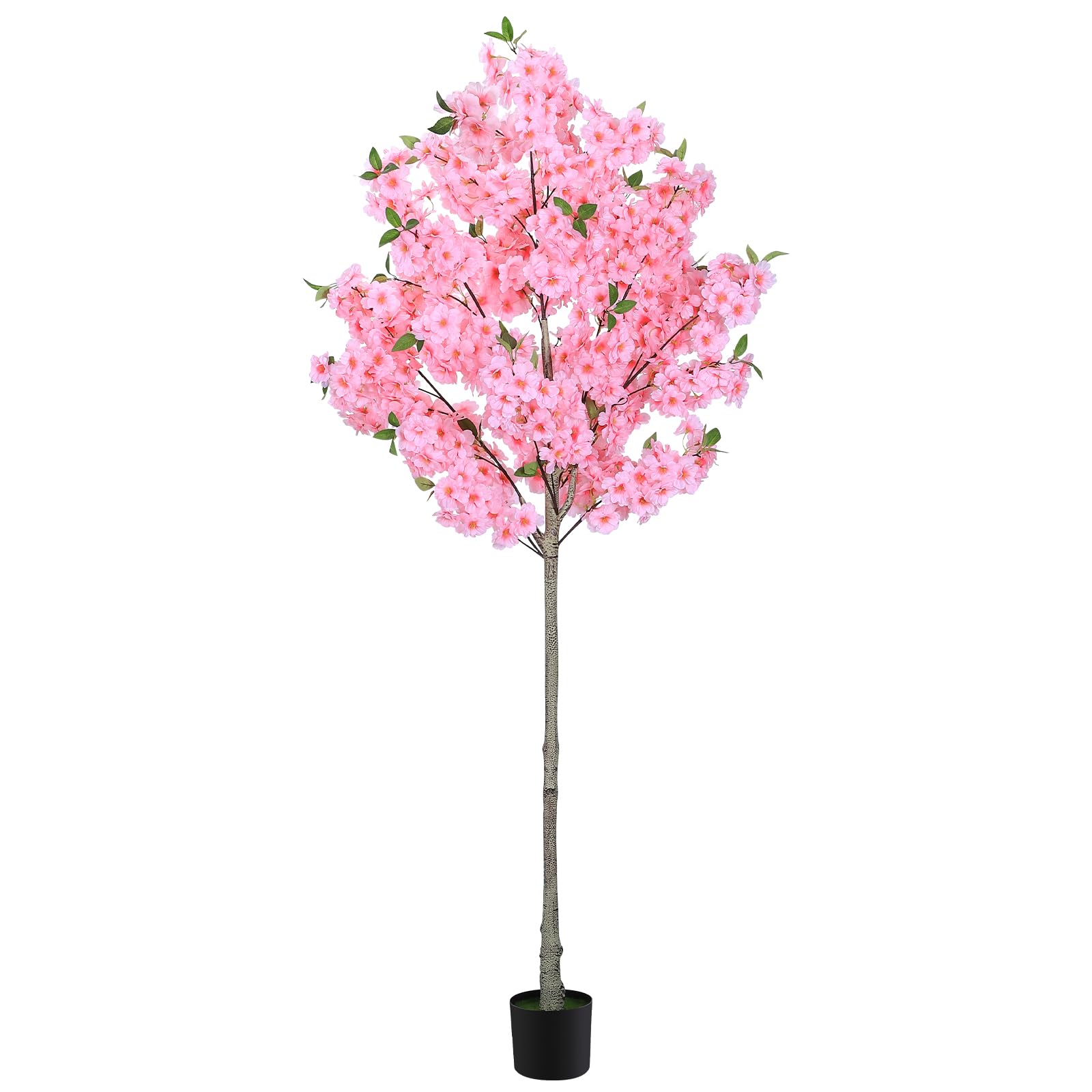 Photo 1 of 6FT Artificial Cherry Blossom Tree with Pot, Faux Pink Sakura Tree with Adjustable Branches for Living Room, Entryway, Office and Wedding Decor