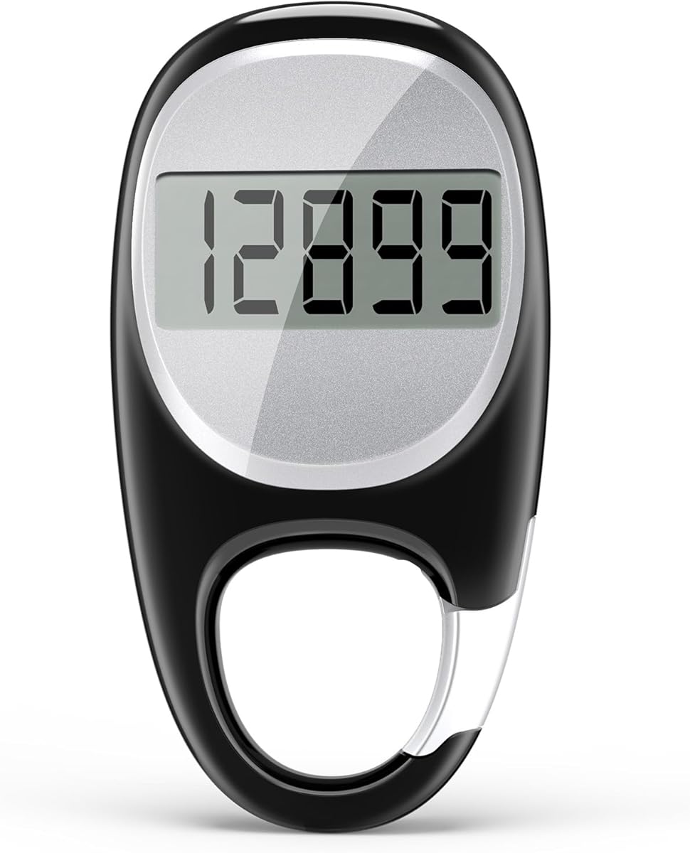 Simple Pedometer for Walking, Accurate Step Tracker with Carabiner, 3D Step Counter for Men Women Kids Seniors