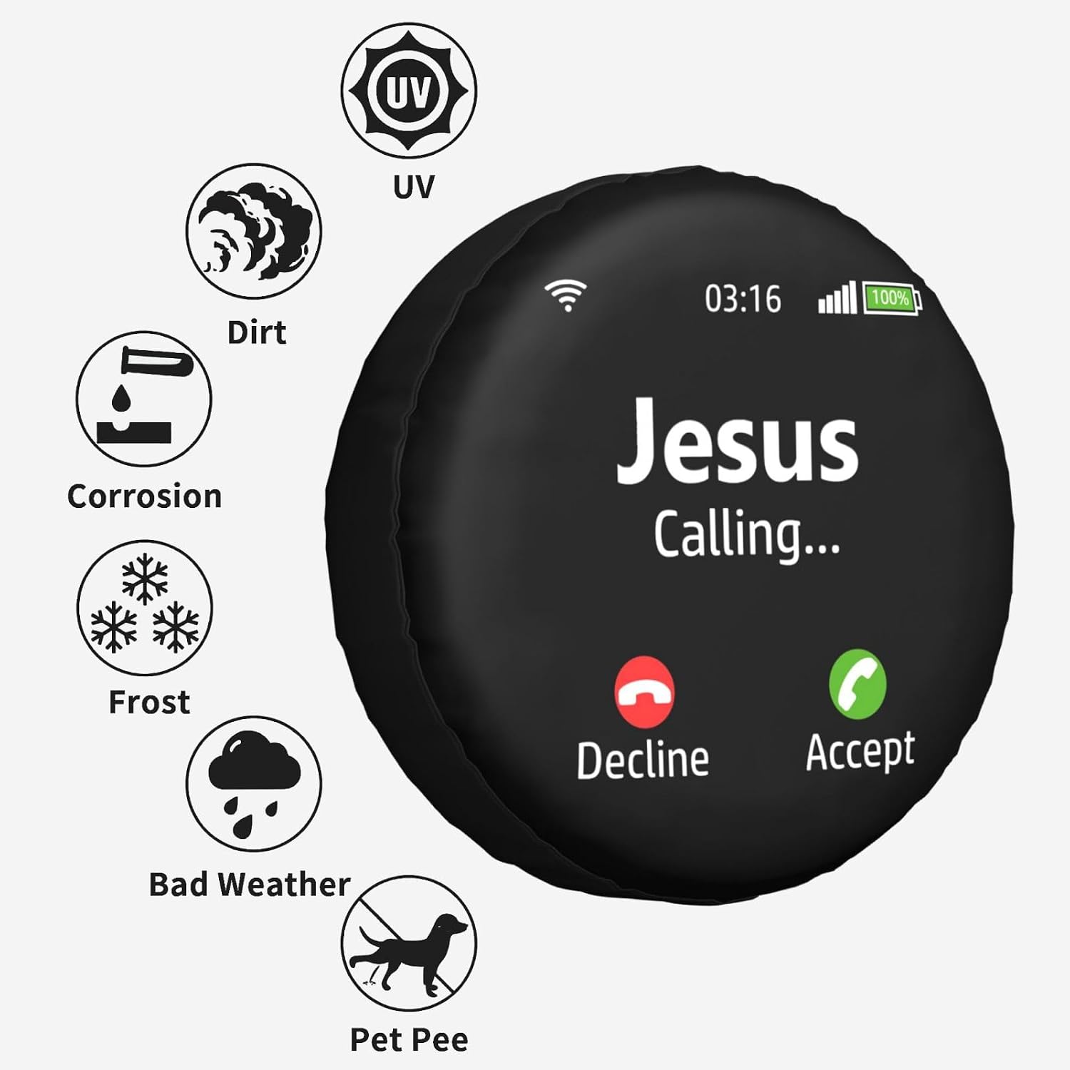 Jesus is Calling Christian Total Protection for Your Wheels! Waterproof Tire Cover - Defend Against UV Rays & Snow