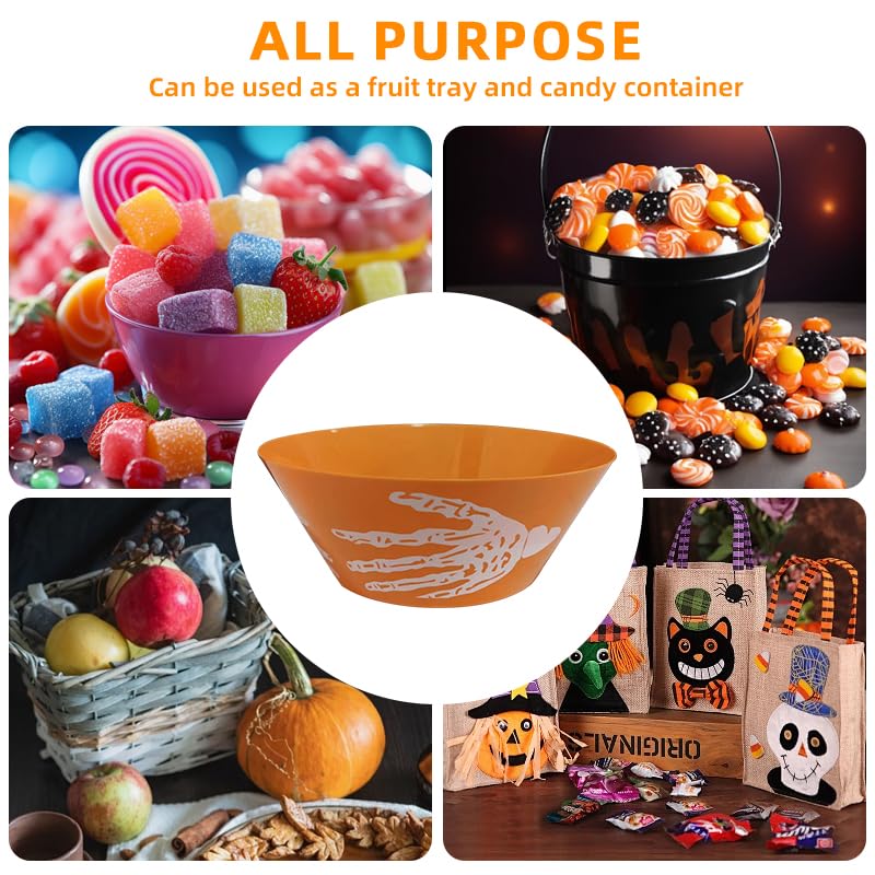 8-Piece Halloween Plastic Candy Bowls - Large Party Serving Bowls with Trick or Treat Design