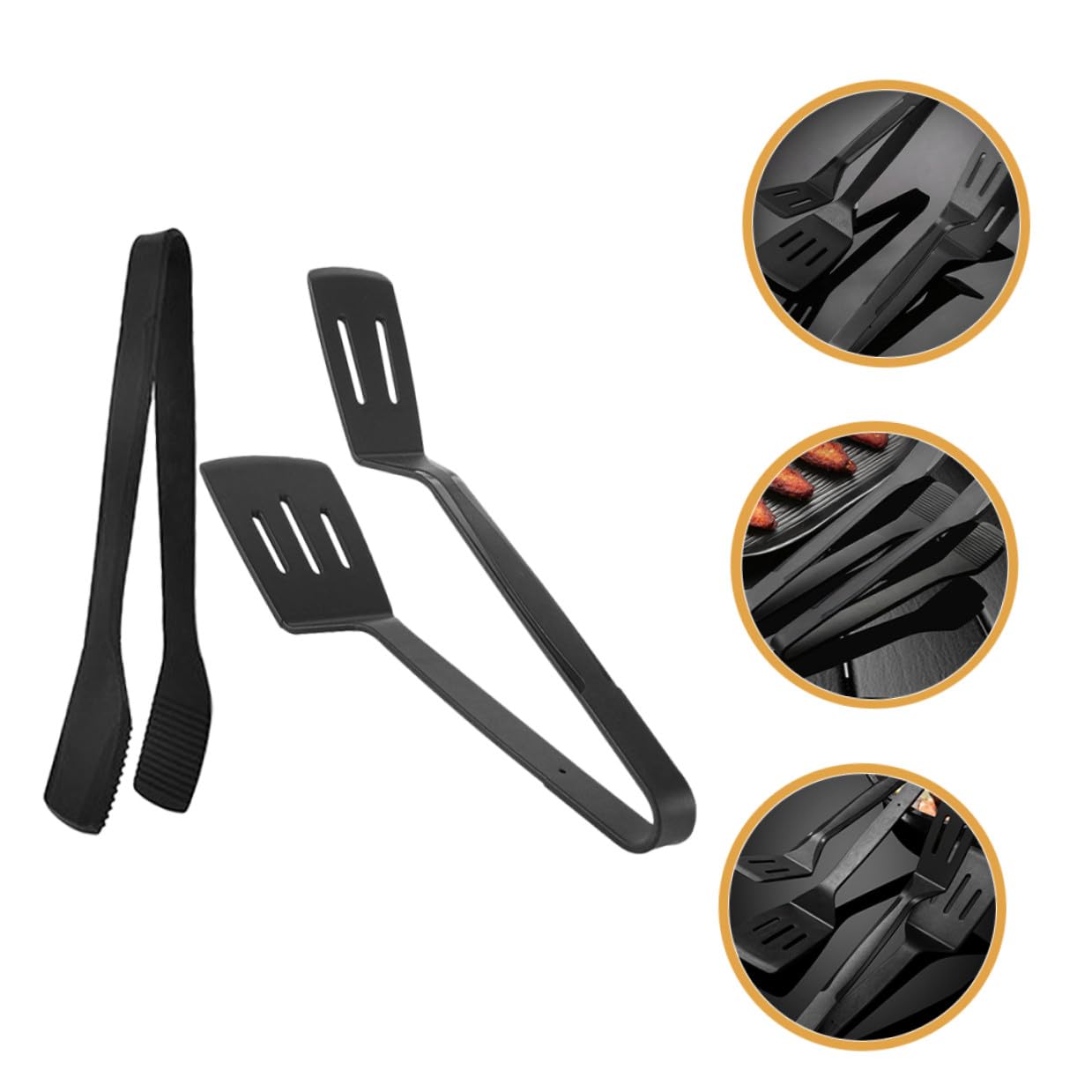 Pinza da Cucina in Silicone Nera, Set 2 Pezzi per Barbecue e Cucina | Impugnatura Comoda, Presa Sicura, per Ristorante e Banchetto, Semplice, Accessorio Pratico