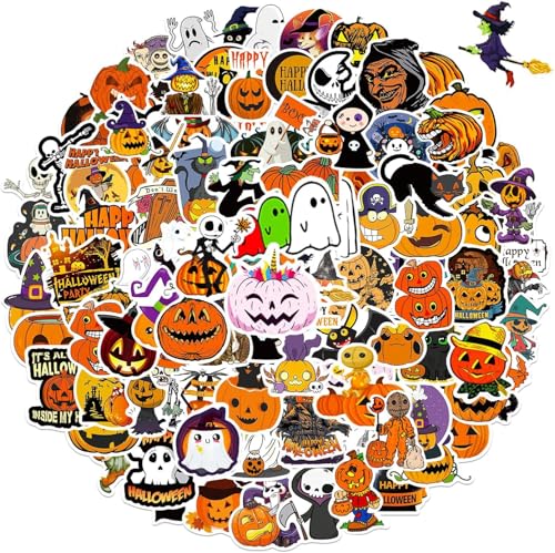 Halloween Pegatinas – 100 uds. Calabaza para niños, impermeables, pegatinas temáticas decorativas (color A)