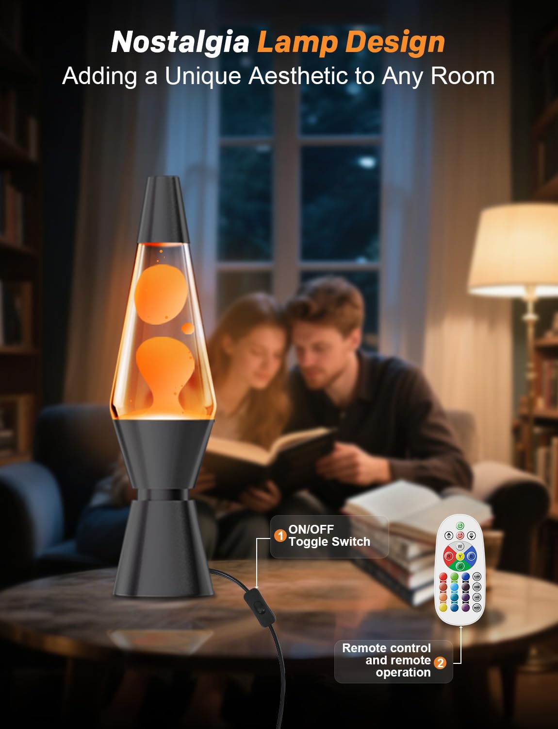 AONESY Lampa lawowa XXL, 17 zmiennych kolorów, możliwość regulacji: lampa lawowa, duża, z pilotem zdalnego sterowania, duża, dla dzieci i dorosłych, czarna, 37 cm, czarna