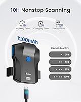 Vista 6 de Eyoyo Escáner de código de barras 2D para teléfono: Escáner portátil de código QR Bluetooth 1D con indicador de nivel de batería, lector de código