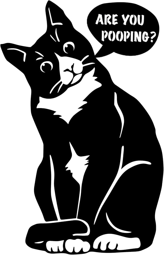 Black Cat Toilet Paper Holder with Shelf are You Pooping Sign Funny