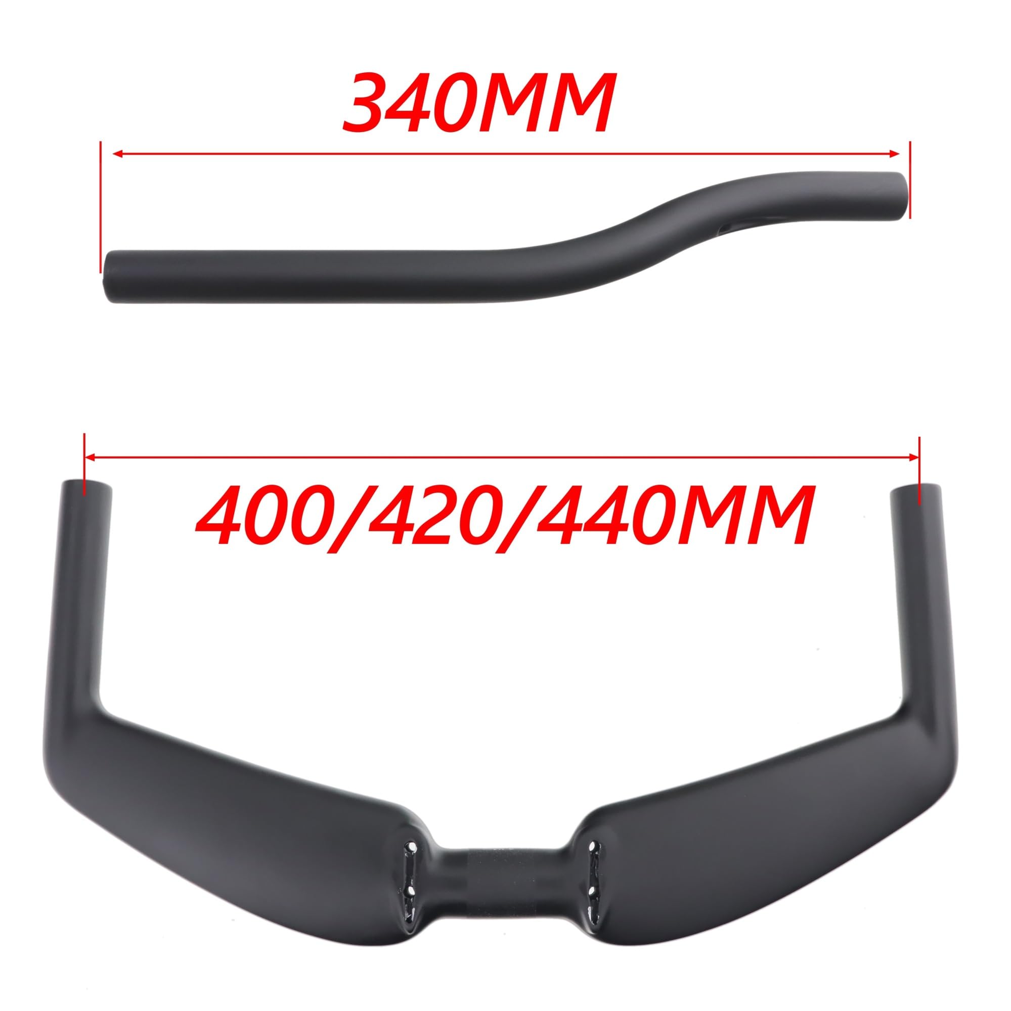 TT Guidon Vélo Guidon de Contre-la-Montre en Carbone TT Repose-Barre Guidon de Triathlon pièces de vélo Accessoires de Route(Matte 400mm)