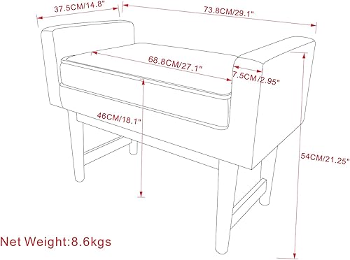 Miniatura 2 de SIMPLIHOME Scott - Banco otomano pequeño, 29 pulgadas, color gris peltre