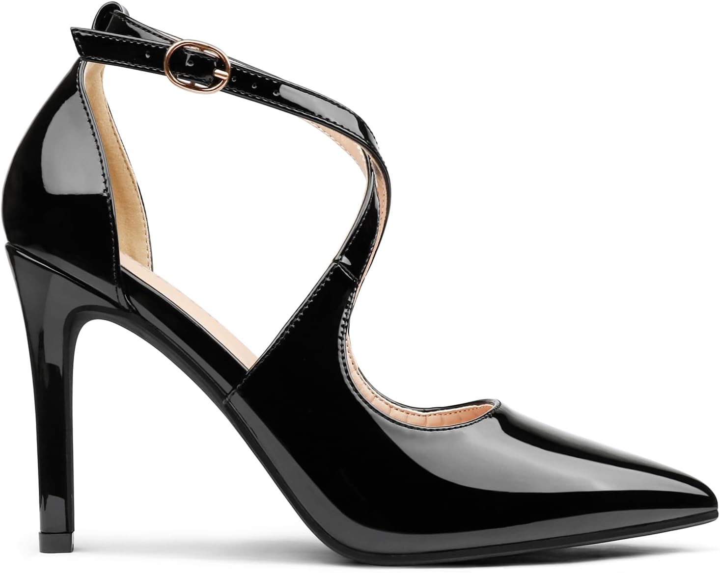 COLETER Womens 4" Pointed Toe D'Orsay Pumps Stilettos High Heel Crossed Ankle Strap Dress Shoes - Image 7