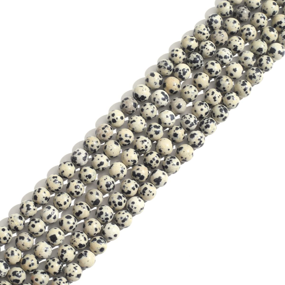 Natural Stone 8mm Dalmatian Stone Round Crystal Energy Stone Beading Loose Gemstone DIY Smooth Beads for Bracelet Necklace Earrings Jewelry Making