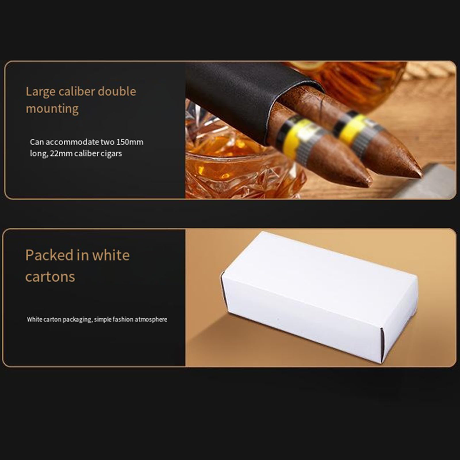 Etui podróżne na cygara Skórzany Humidor do cygar 2 tuby Uchwyt na cygara Futerał do przenoszenia Humidor Akcesoria do cygar,Black