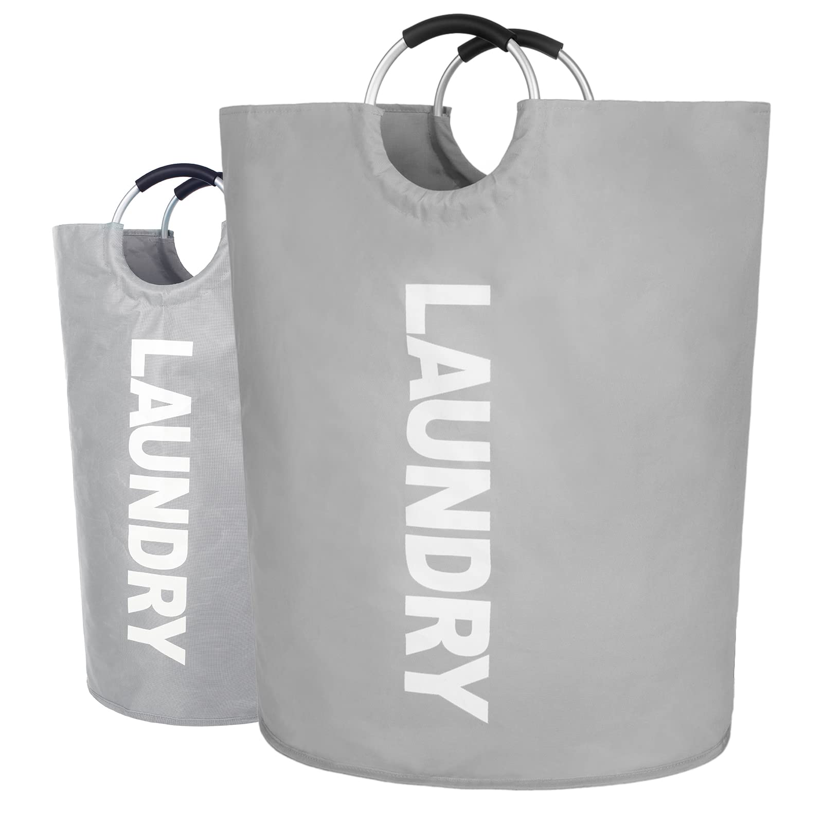 Twira Light Grey/160L XX-Large Laundry Baskets, Laundry Hamper Stands Up Well, Laundry Bag With Padded Handles, Waterproof Laundry Basket Collapsible, Clothes Hamper For Bathroom, Laundry, College ()