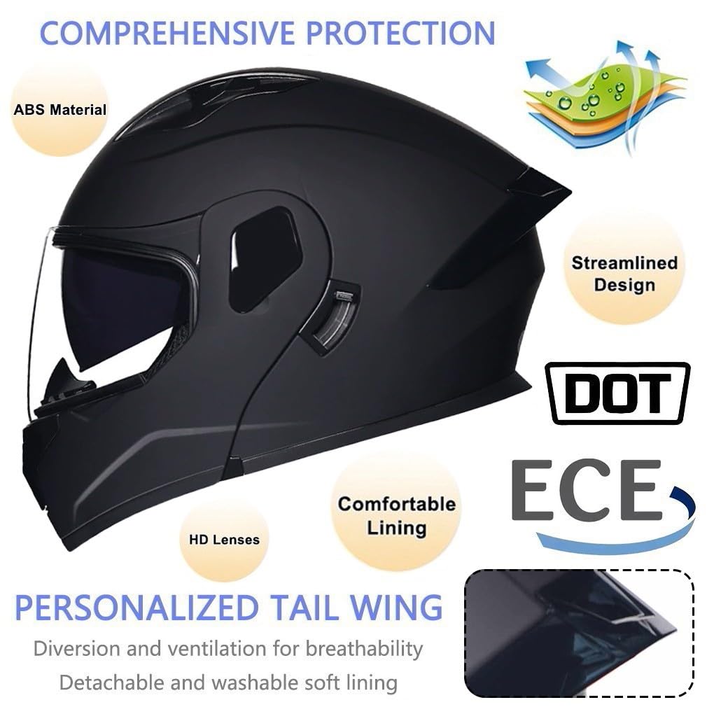 Kask szczękowy, modułowy kask z maską, certyfikat ECE, kask motocyklowy HD, odporna na mgłę, podwójna soczewka, zdejmowana odzież wewnętrzna, porowaty oddech dla dorosłych mężczyzn i kobiet