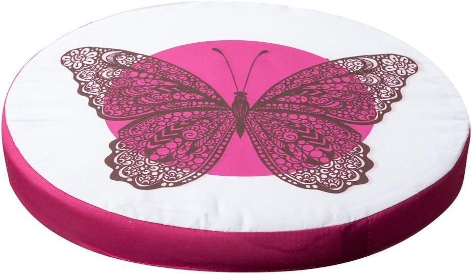 Butterfly Cushion Seat Cushion Chair Cushion Cover with Butterfly Design Diameter Approx. 40 cm 5 fruit motifs (Pink)