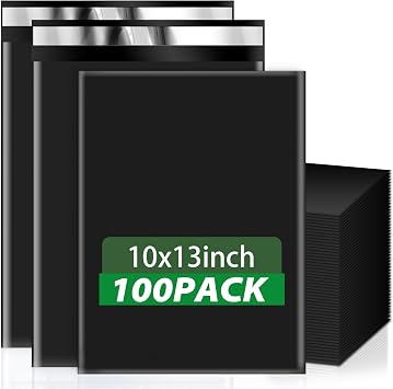 Oududianzi Black Poly Mailers 10x13, 100PCS Waterproof Shipping Bags, Self Seal Mailing Bags, Thick Mailers Poly Bags for Shipping, Polymailer Packaging Bags for Small Bussiness and Retail Stores
