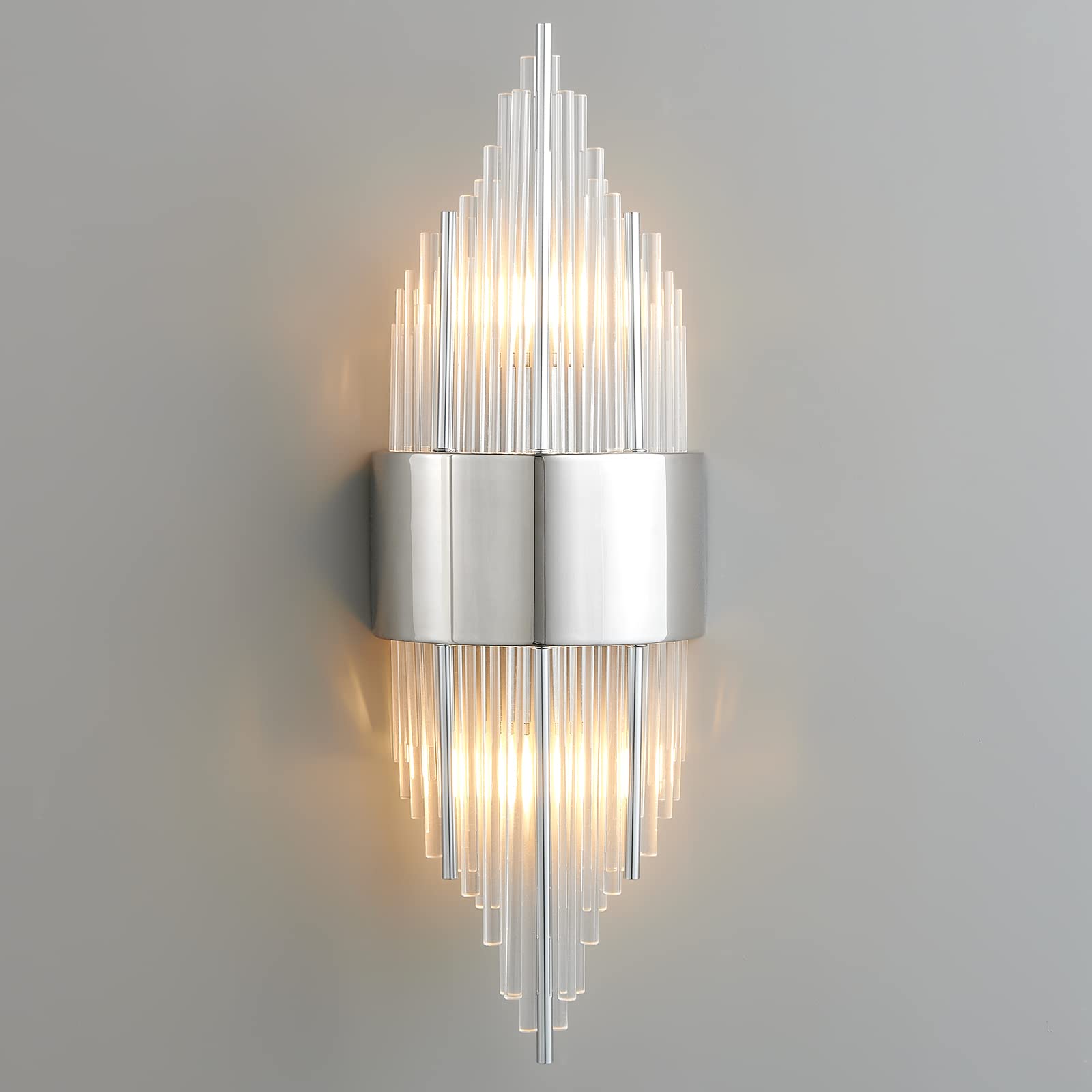 Chrome Bathroom Vanity Light Fixtures Corridor Stairs Sconce with Crystal Shade, Bathroom Light Fixtures Over Mirror, Indoor Wall Lights for Bedroom Living Room(1 Pack)...