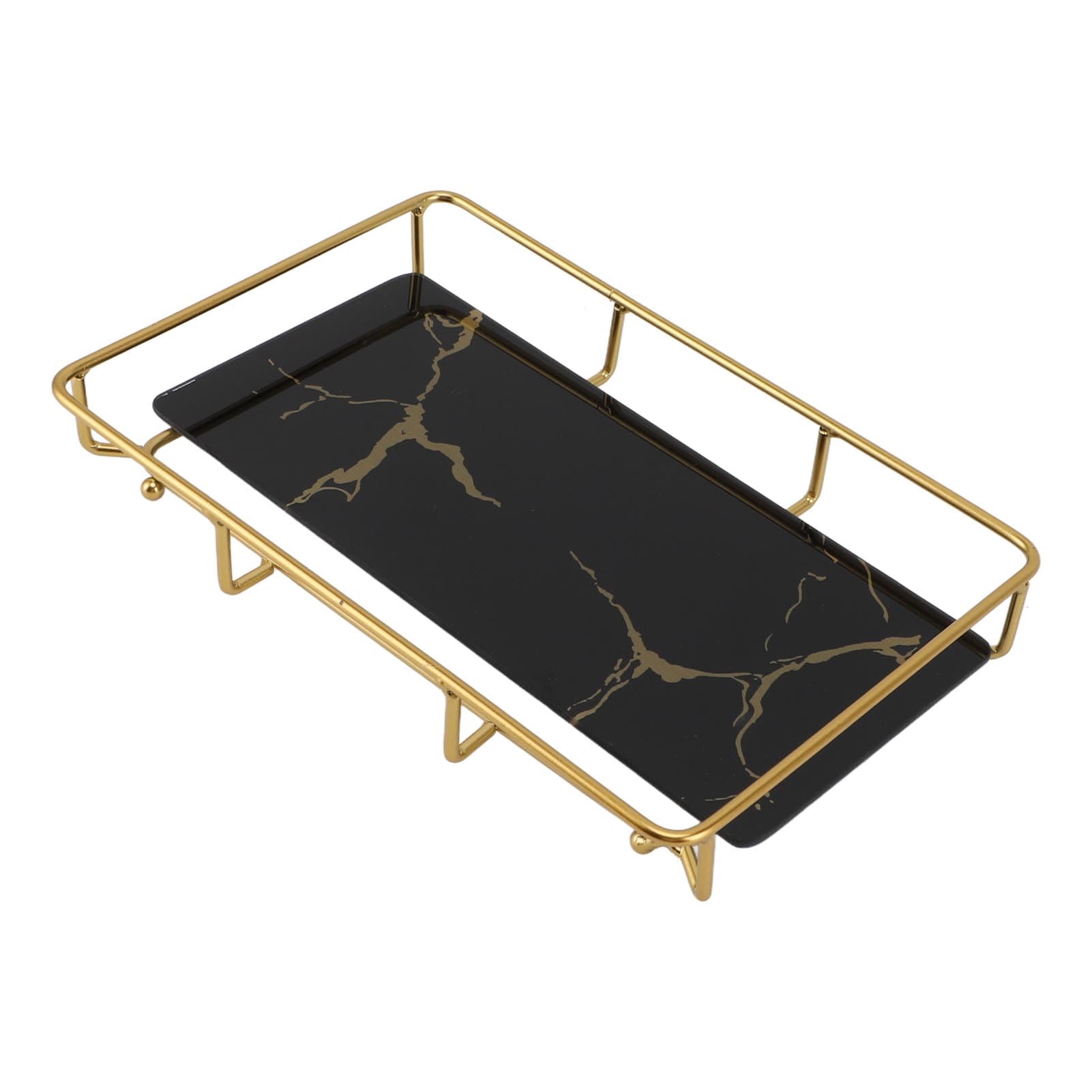 TOOLSGO Rectangle Bathroom Vanity Tray Makeup Cosmetics Organizer Countertop Storage Rack Decorative Tray for Toiletries Bathroom Dresser (11.2 x 7.5)