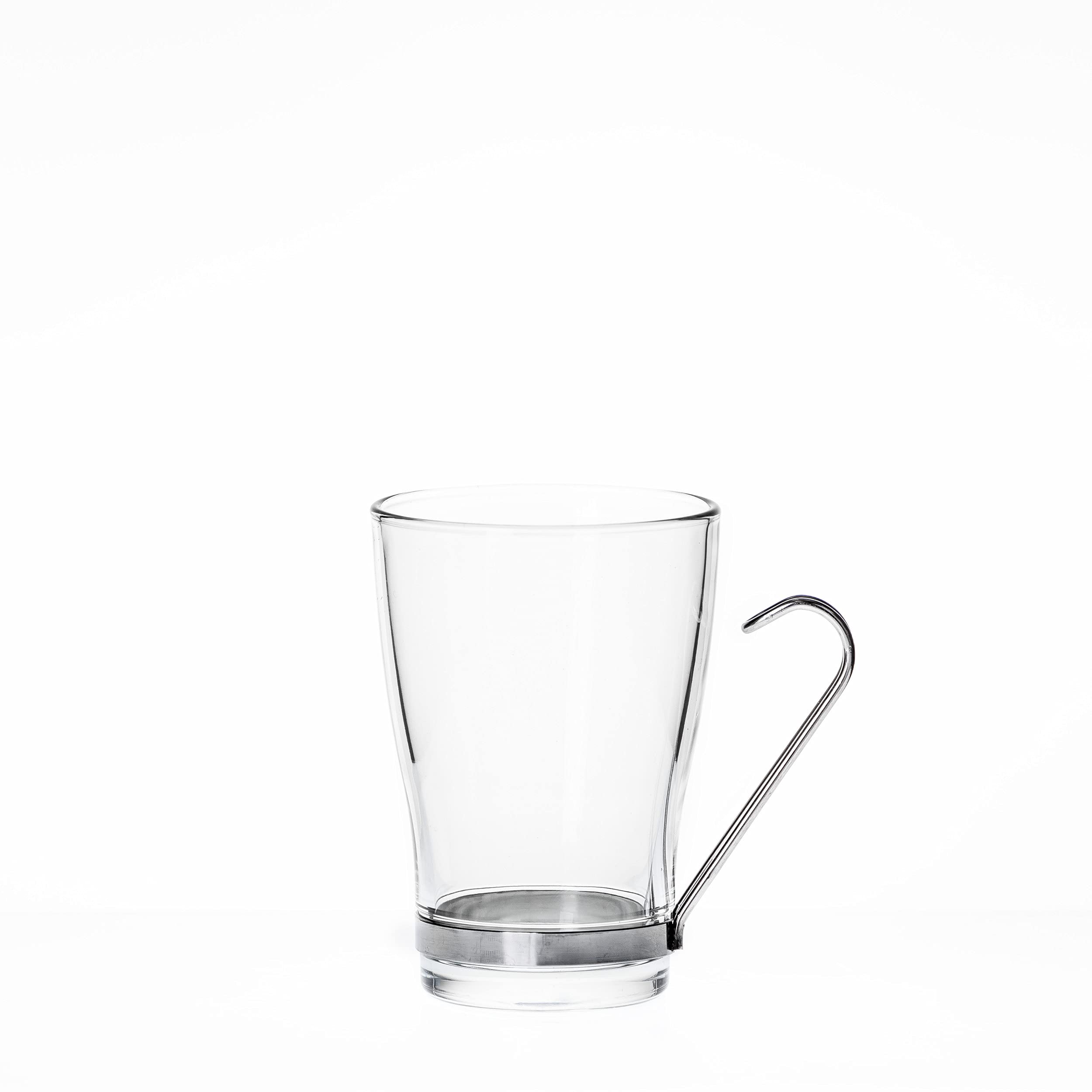 Borgonovo – Set 6 Tazze da Cappuccino in vetro e Acciaio 32 cl