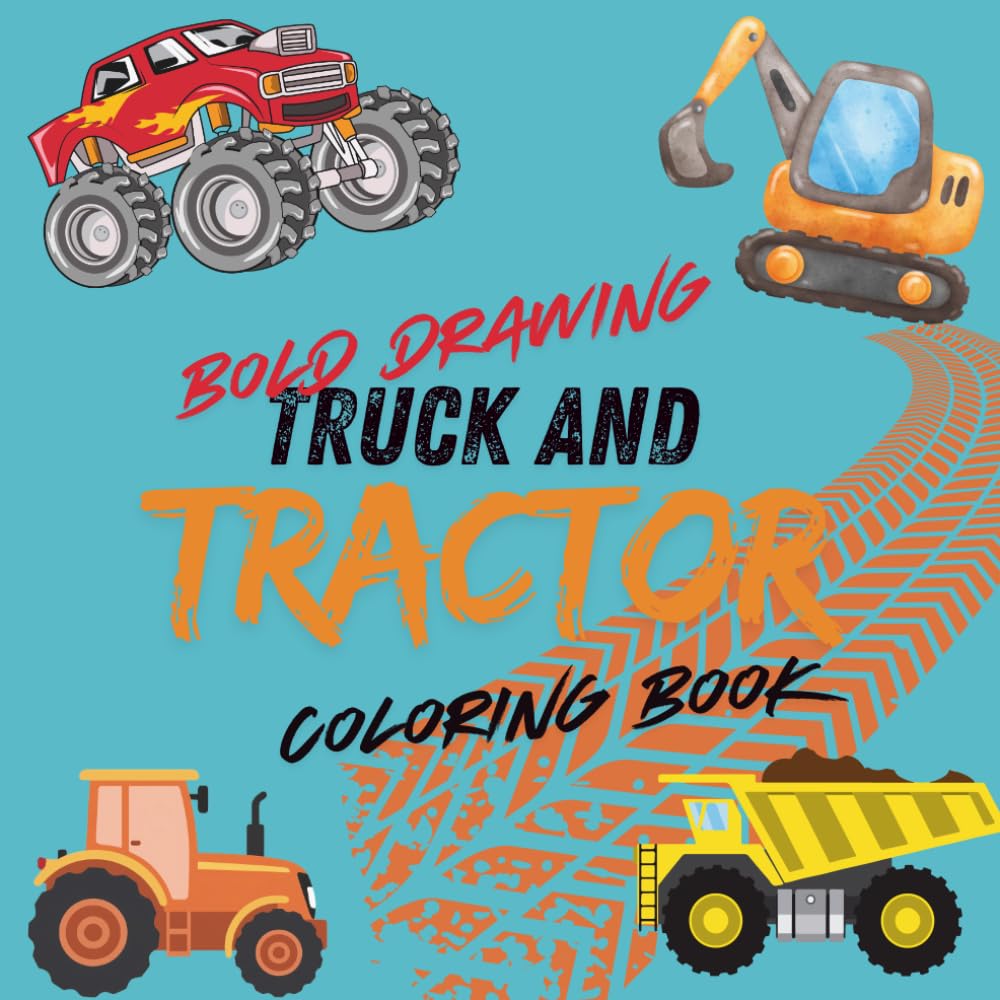 Tractors and trucks coloring book
