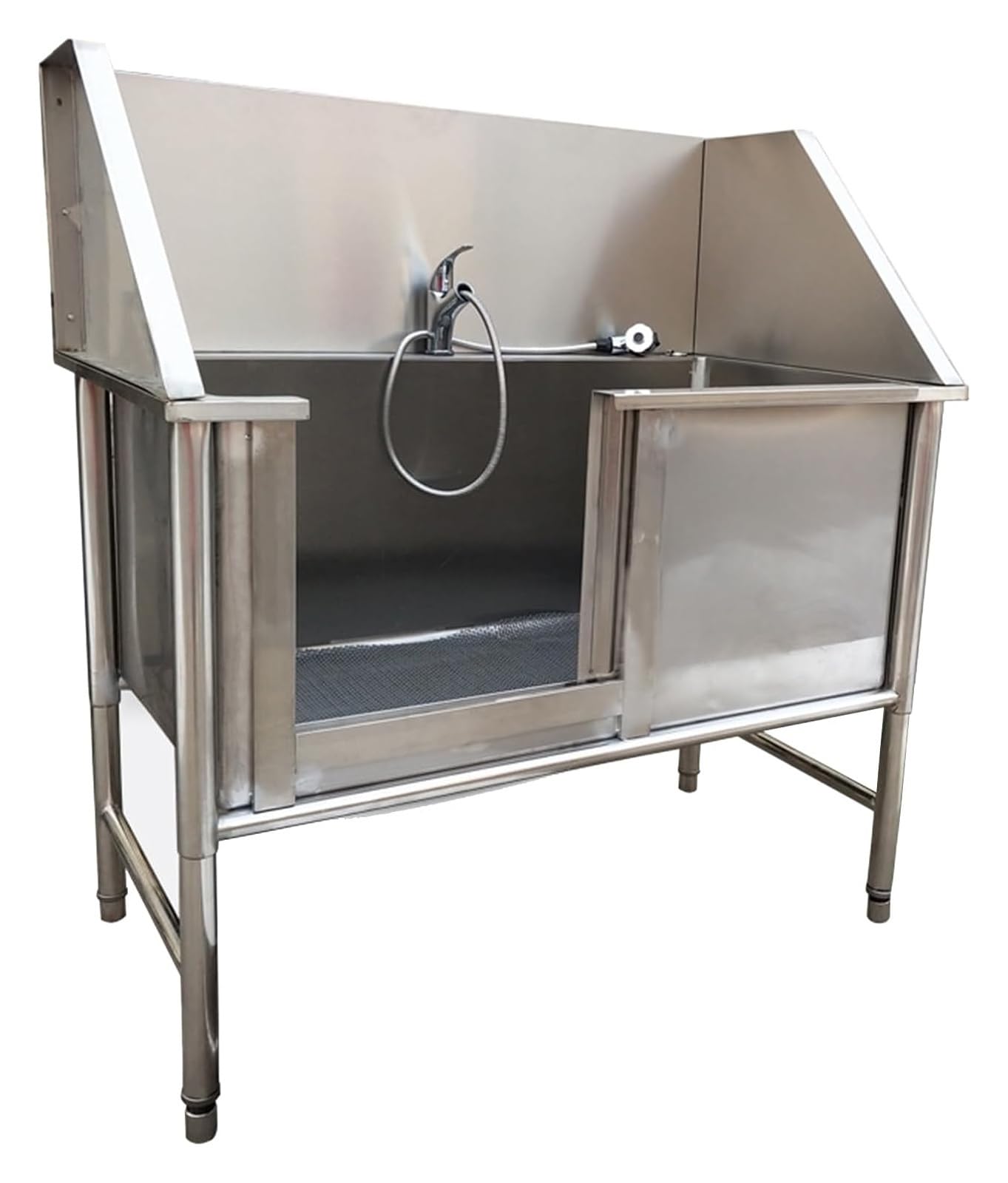 JINMLBO Stainless Steel Professional Pet Dog Grooming Bath Tub,Large Dog Bathtub Dog Bathing Station for Home,Pet Washing Station Sink Shower,Small Dog Washing Station,Sliding Door(100x60x80cm)