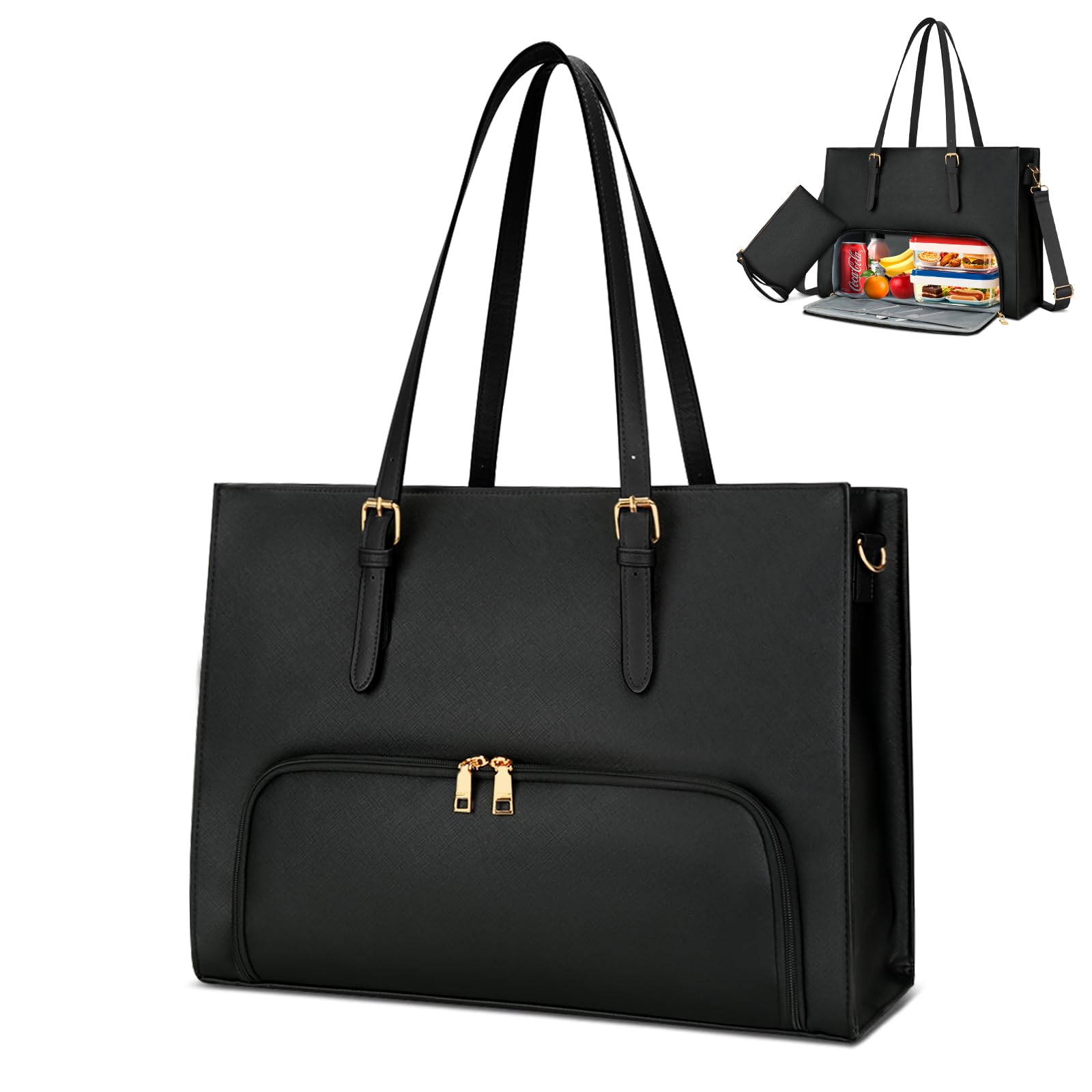 KKXIU Lunch Tote Bag for Women 15 6 Inch Laptop Briefcase Professional Work Purse with Insulated Lunch Compartment
