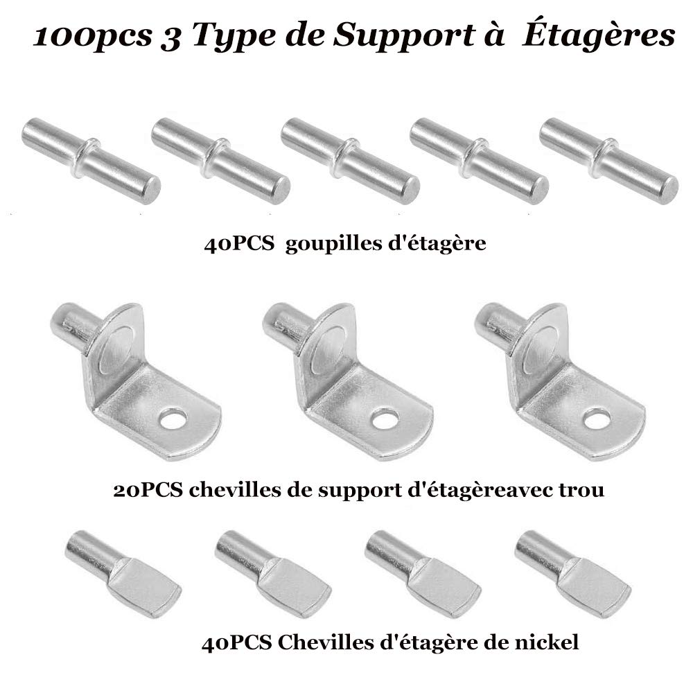 Yakaoz 50pcs 6 Chevilles De Support D'Étagère En étal