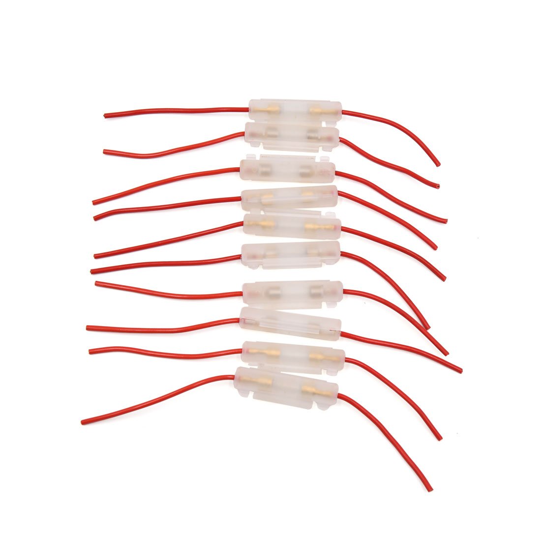 AERBNYEQP 10Pcs Universal Red Wire Clear Plastic Shell Wiring Inline 30 x 6mm Fuse Holder 10A