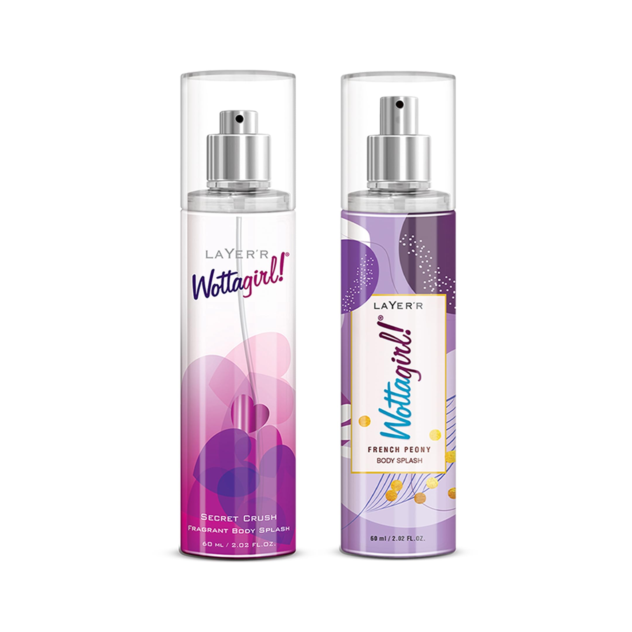 Layer'r Wottagirl Secret Crush & French Peony Body Splash, 60ml x 2