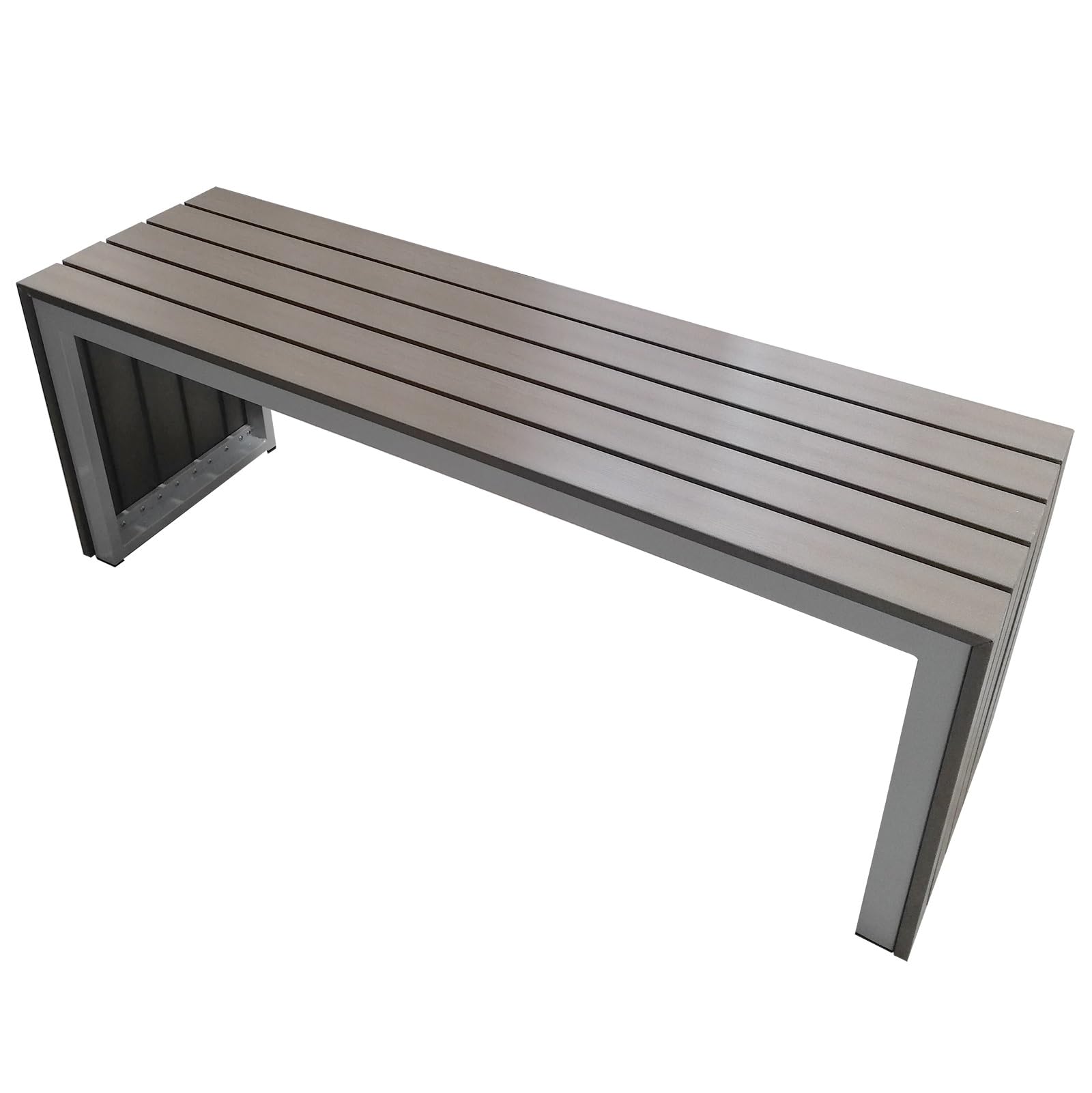 Ławka Ogrodowa dla 2-3 Osób, Odporna na Warunki Atmosferyczne Stalowa Rama, Siedzisko Bez Oparcia, Idealne do Ogrodu, Parku i na Werandę(Gray,120 * 45 * 35cm/47 * 18 * 14in)