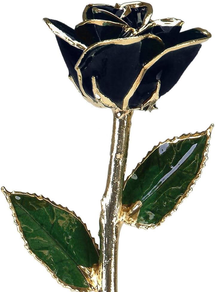 Black 24K Gold Dipped Rose - Real Rose Dipped in Gold - Gift Box Packed