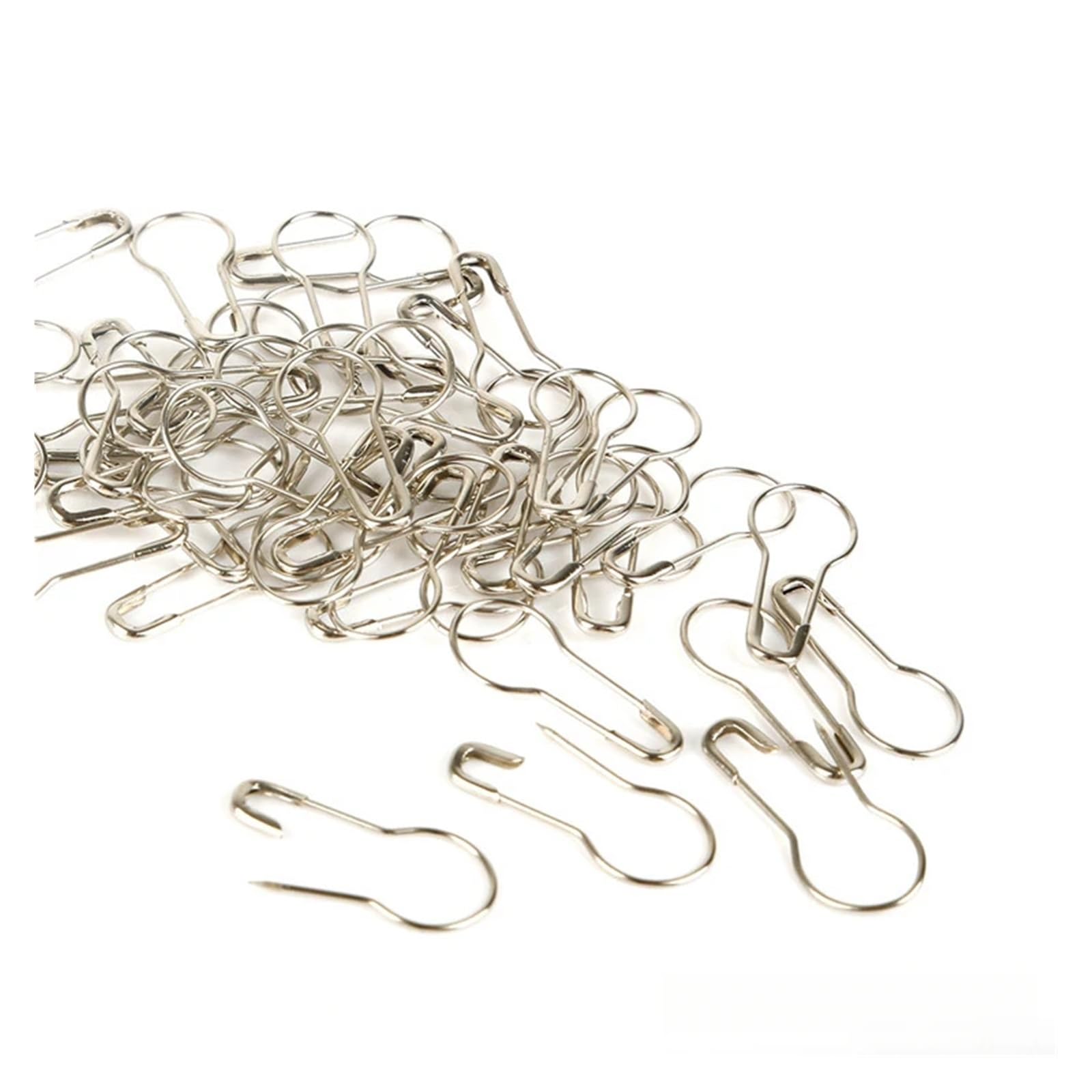 Safety Pins, 100 Pcs Multicolor Metal Safety Bulb Pins Calabash Crochet Markers For Knitting Sewing(Silvery 100pcs)
