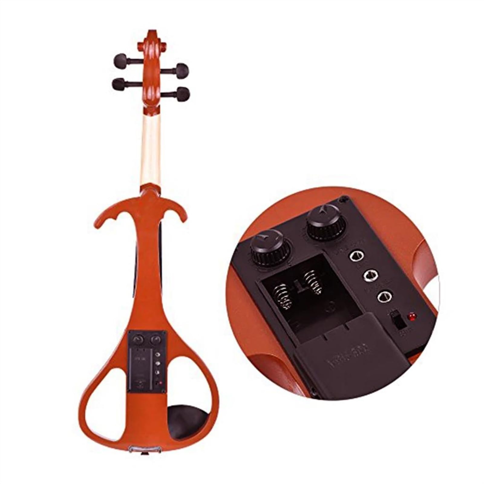 Geige 4/4 Silent Violin Violine Brasilholz Bogen Saitenanschlusskabel Steg Tragetasche Rot