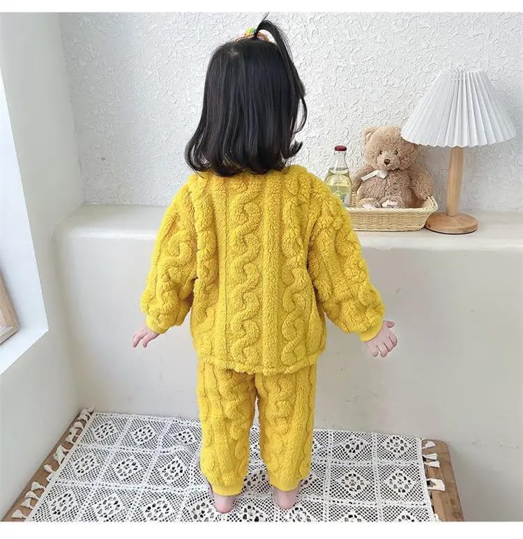 Image of Bold N Elegant Kids Dinosaur Thick Warm Fleece Fur T-shirt Sweatshirt Joggers Pant Winter Coord Set for Baby Boy Girl