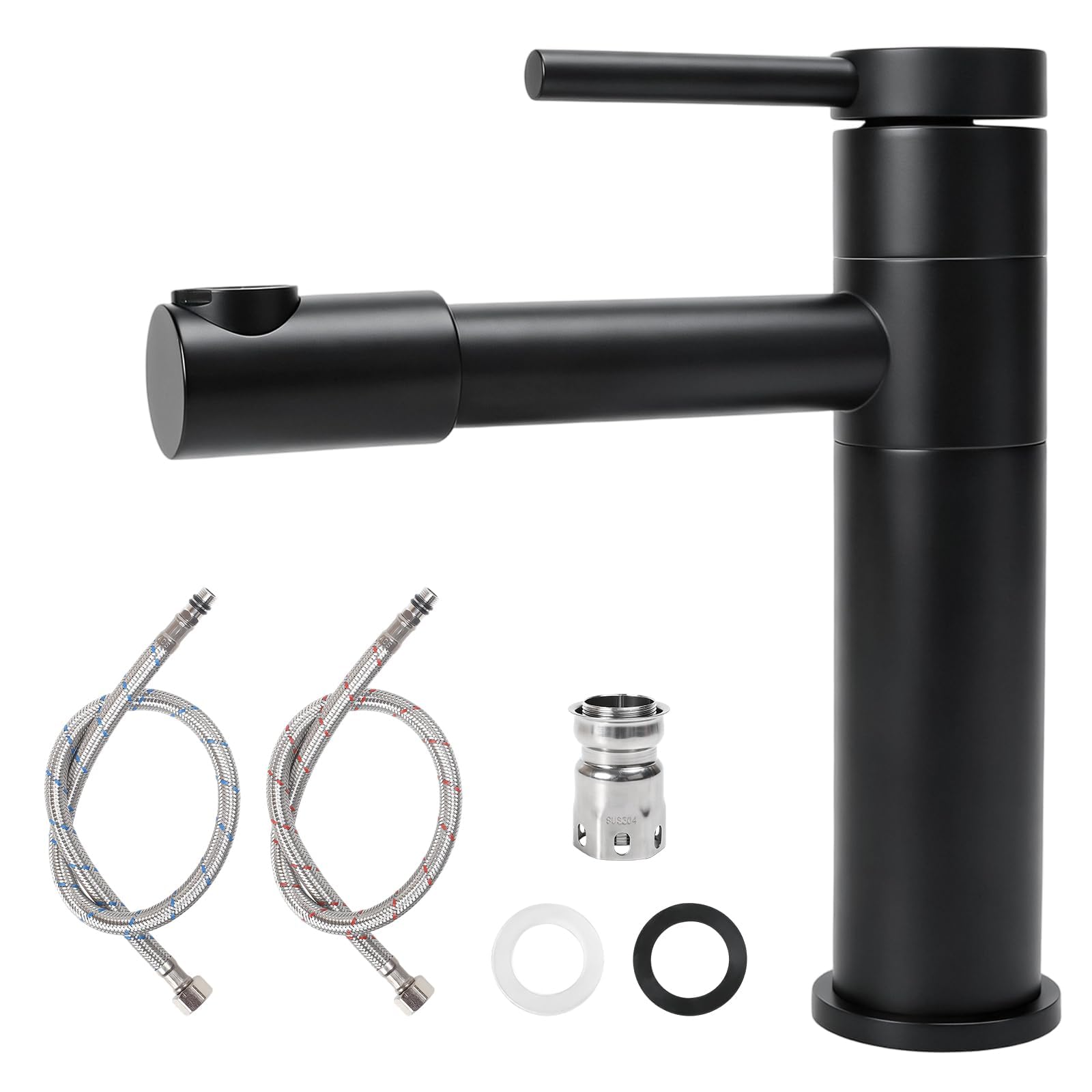 Robinet Lavabo pour Vasque a Poser Mitigeur Pivotant à 360° Noir