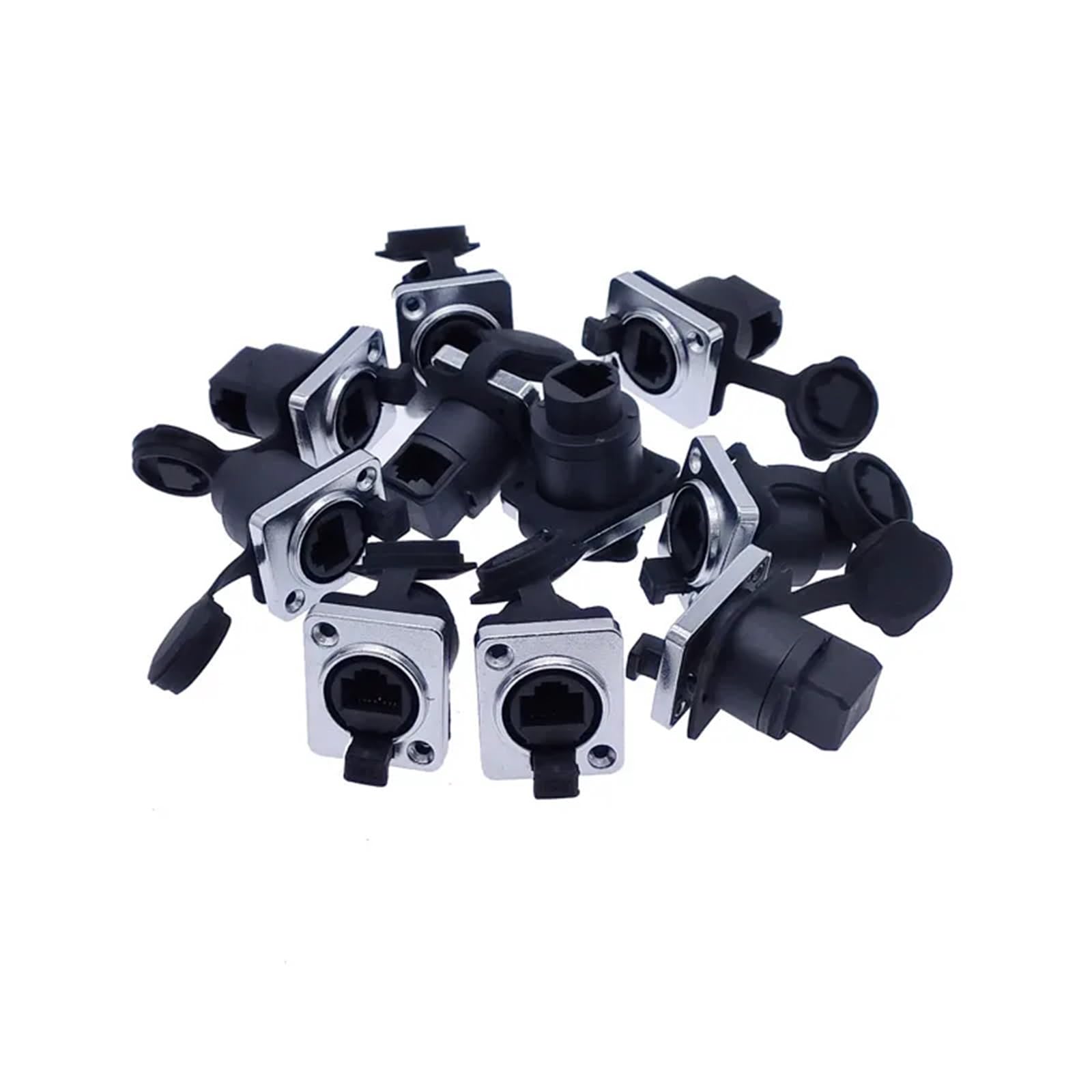 10-częściowe złącze sieciowe RJ45 z gumową osłoną, 8p8c D, gniazdo do montażu panelowego, Ethernet (10 x gniazdo kątowe)