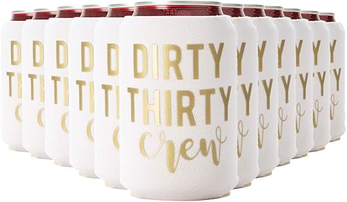 Miniatura 9 de Dirty Thirty Crew - Juego de 12 enfriadores de latas, decoraciones de cumpleaños de 30 para él y ella, recuerdos de fiesta de 30 cumpleaños,