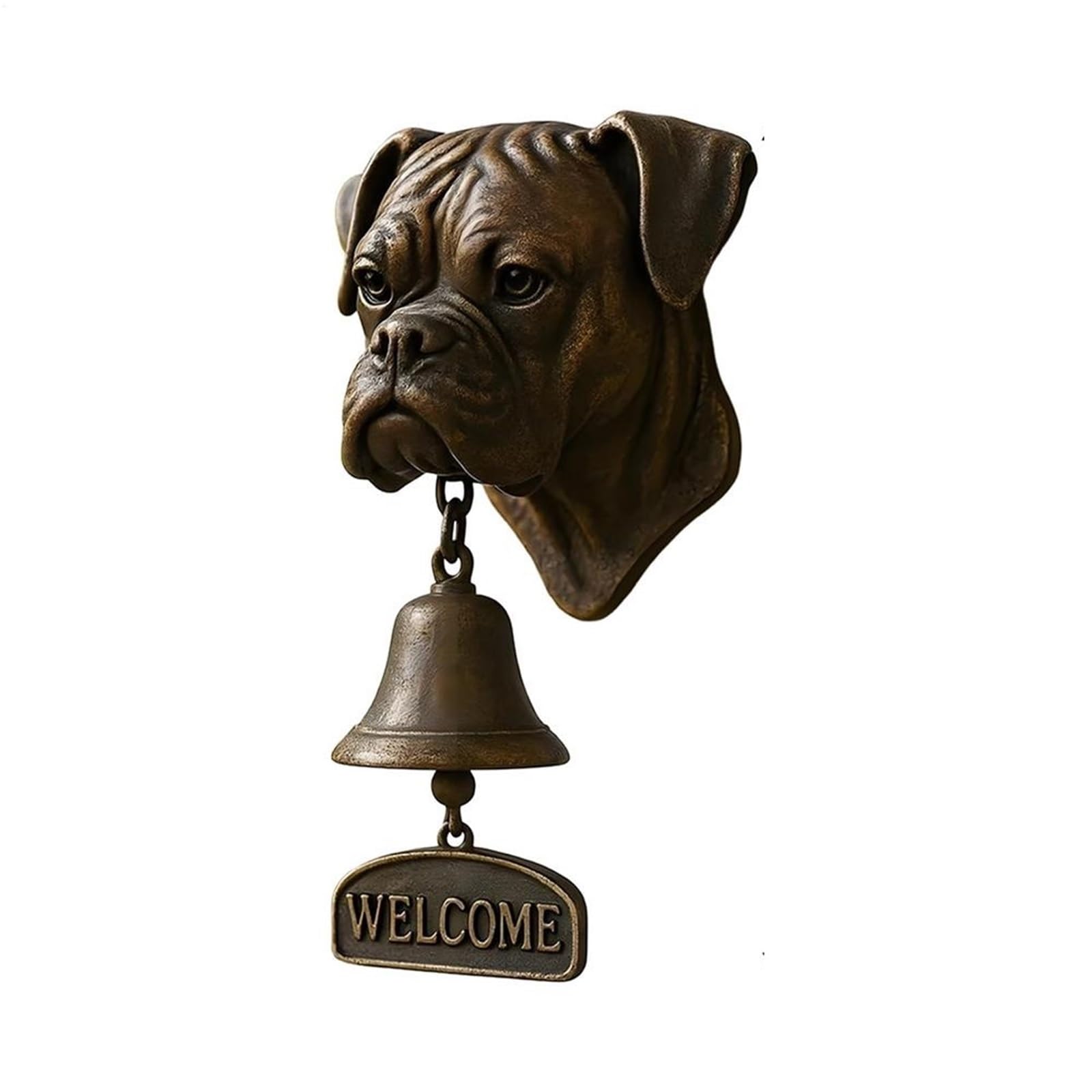 Cast Iron Bell Vintage Dog Head Doorbell Decorative Metal Shopkeeper Bell Wall Mounted Welcome Chime for Home Garden Cottage Entryway Decor(Style 01)