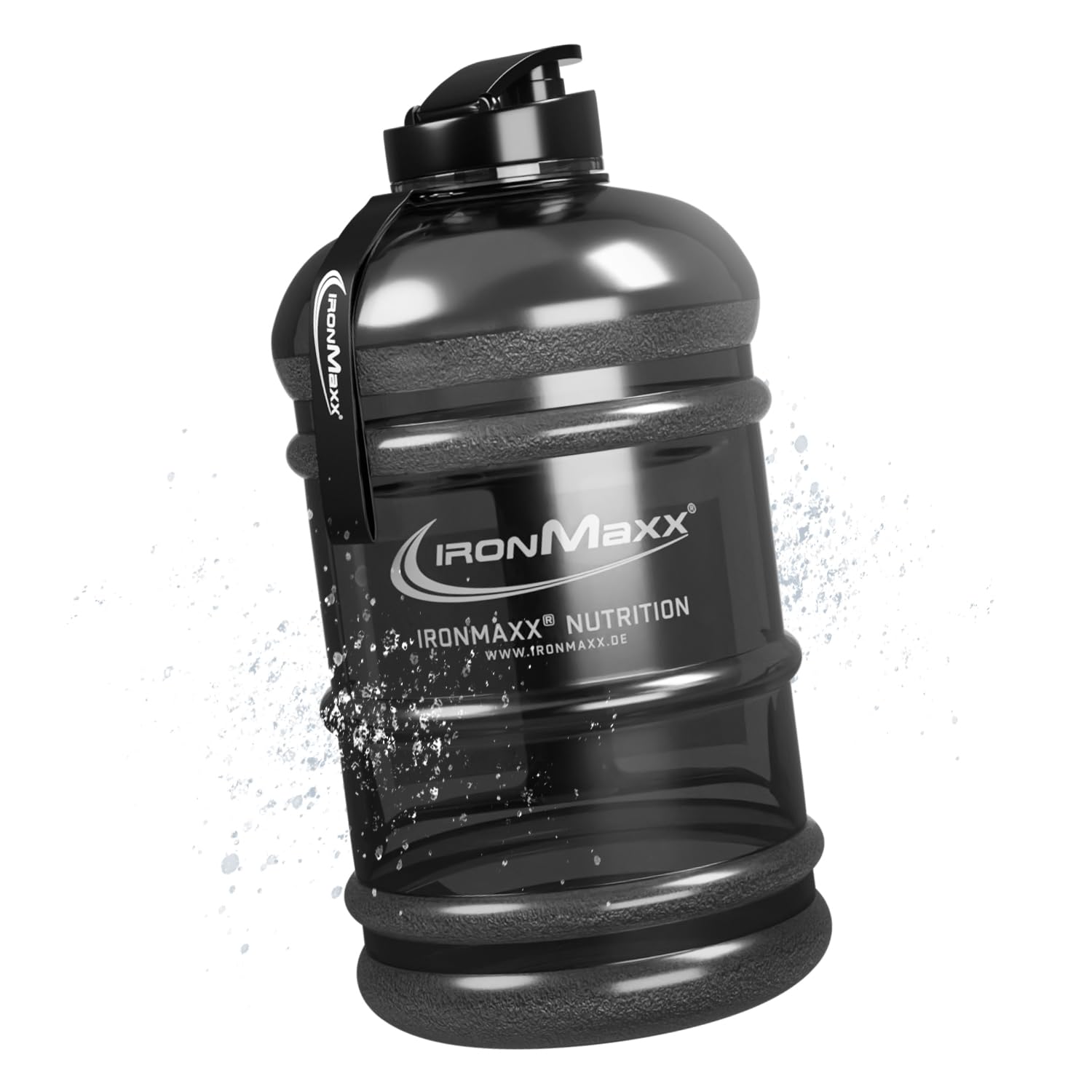 IronMaxx Water Gallon - Borraccia da 2200 ml a Prova di Perdite - Priva di BPA - Adatta per lo Sport - Grigio