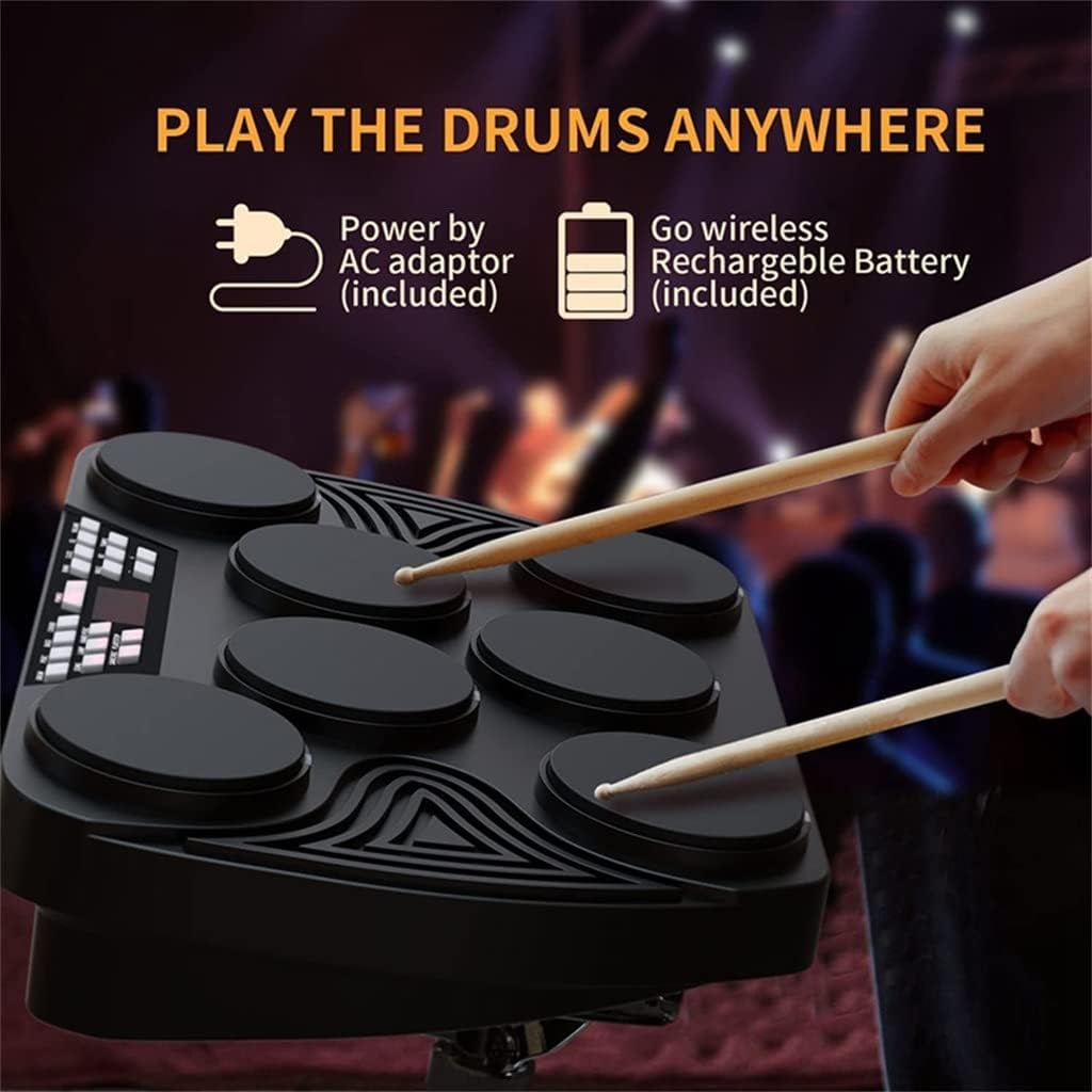 Electronic Drum Compact Size USB Foldable Silicon Drums Set Digital Kit 7-in-1 Portable (Color : As Shown, Size : One Size)