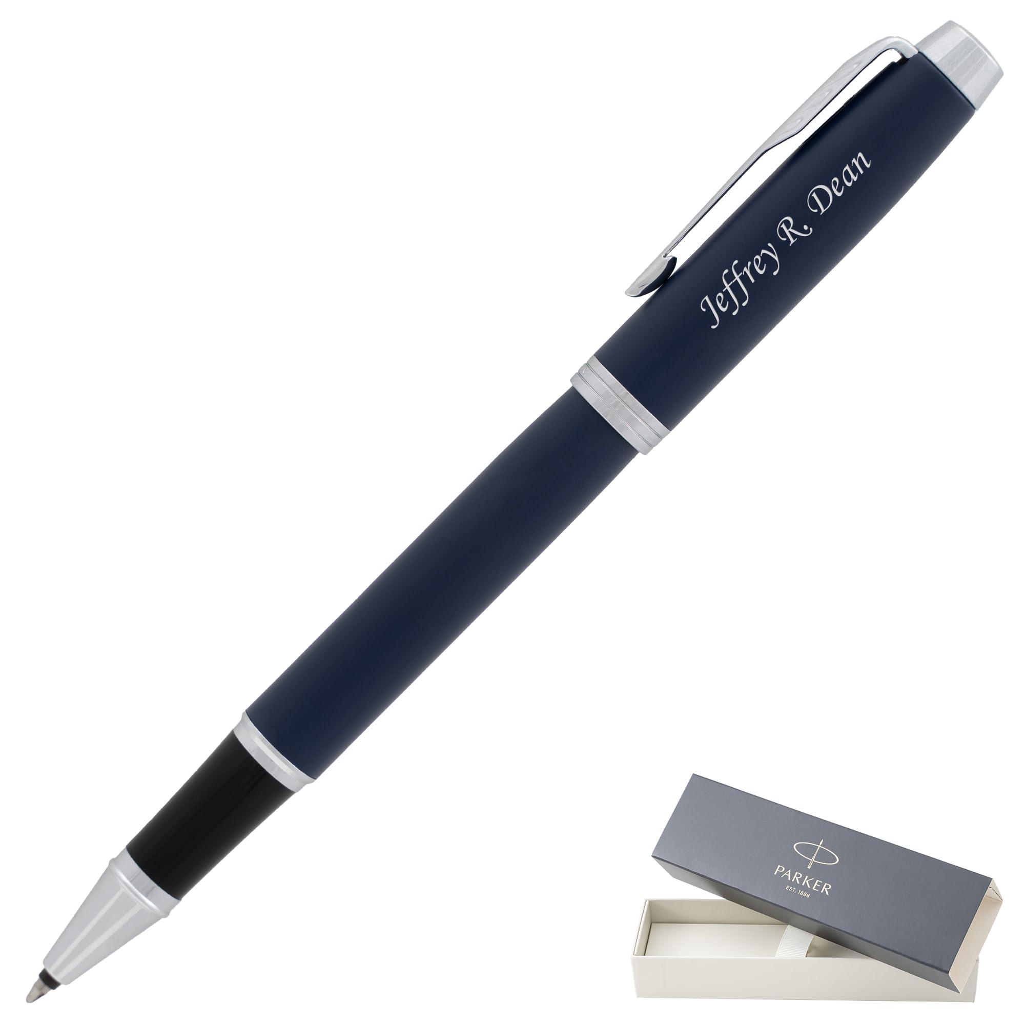 Engraved Parker IM Blue Rollerball Pen. Personalized Matte Finish