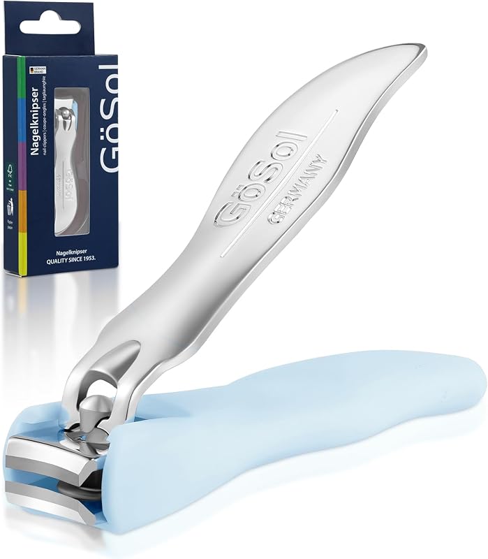 Nail Clippers Anti Splash, Sharp Curved Blades, Detachable Easy Clean Base | Premium Carbon Steel Manicure Tools with Catcher, Ergonomic Anti-Slip Soft Rubber Handle for Precise Trimming