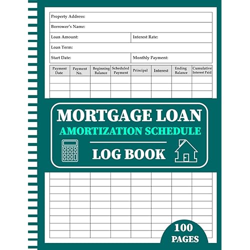 Mortgage Loan Amortization Schedule Log Book: Monthly Payment Tracker & Home Loan Payments Record | Track Your Mortgage Progress and Stay Organized with Ease