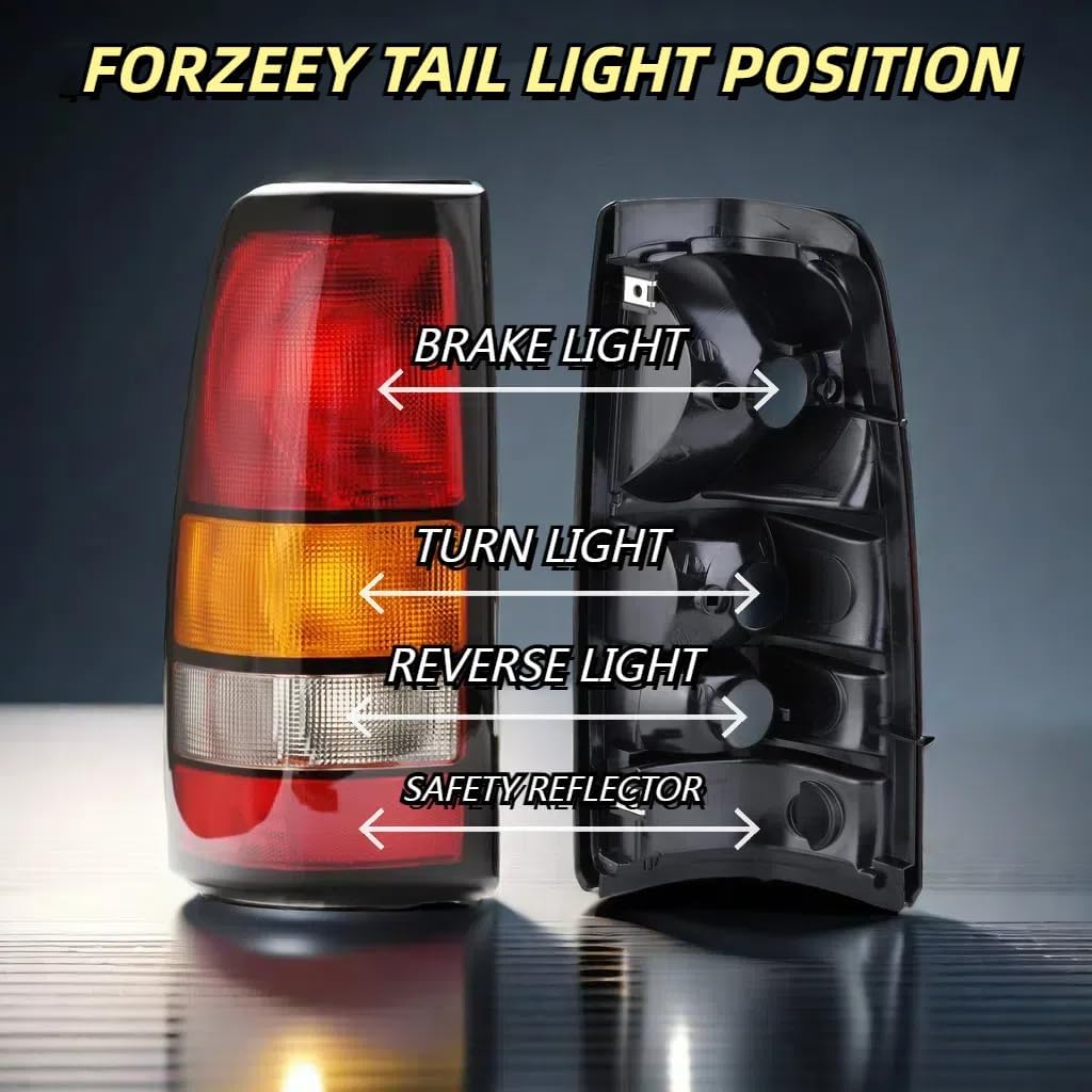 Tail Lights for 1999-2002 Chevy Silverado, 1999-2006 GMC Sierra 1500/2500/3500 (with HD),w/o Bulb, Black Border