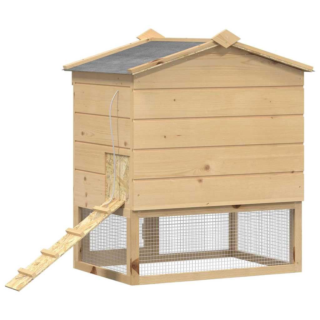 Gallinero Madera pino macizo Marrón 75 x 60 x 89 cm | Puerta con cerradura, techo a intemperies, fácil de limpiar, abrigo exterior duradero