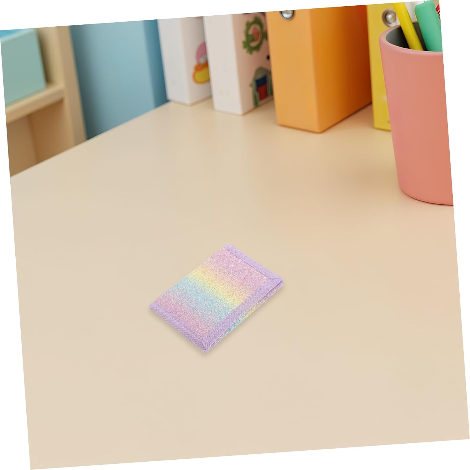 Little Wallet Bifold Polyester Folding Wallet with Sparkly Glitter Design and Multiple Storage Pockets for Safe Storage and Daily School Card Holder Use