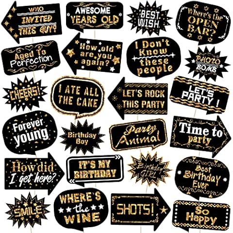 24 Pieces Birthday Photo Booth Props with Stick Cover